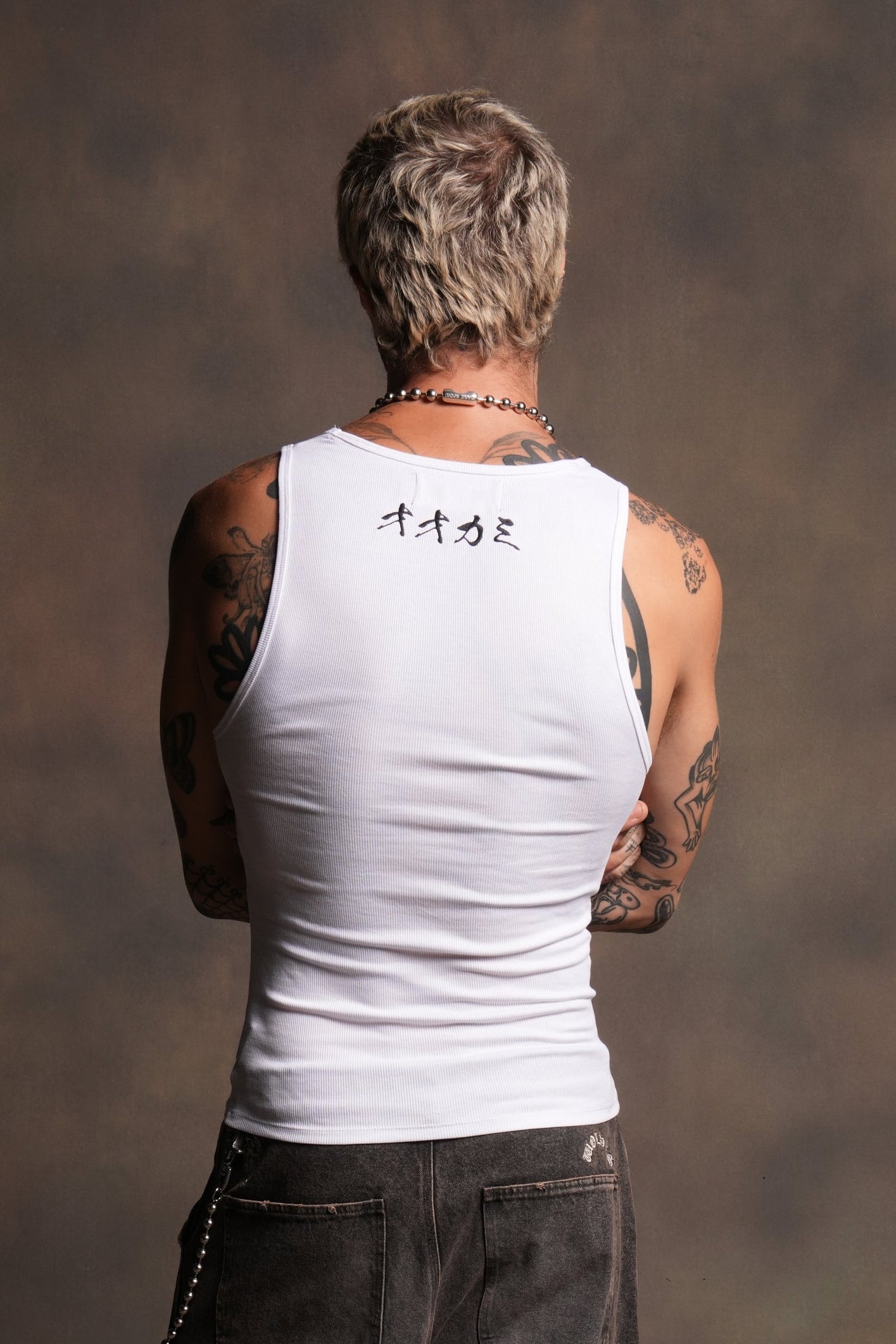 Bar Wolf Ribbed Tank V2 in White