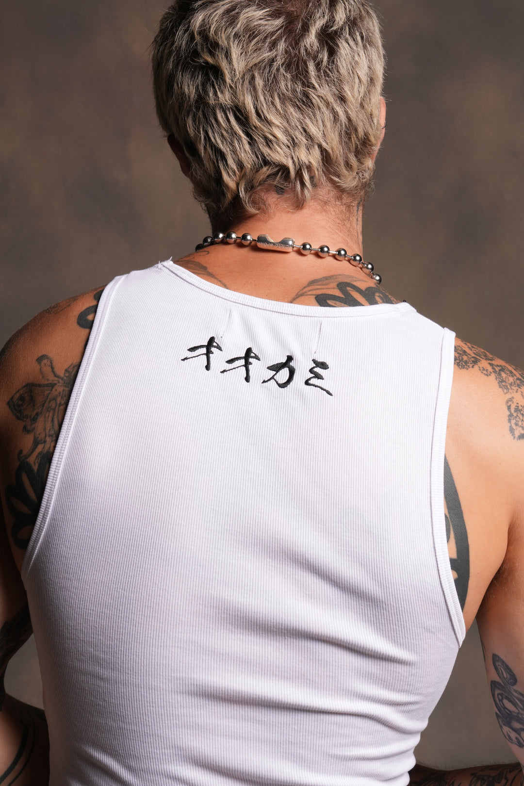 Bar Wolf Ribbed Tank V2 in White