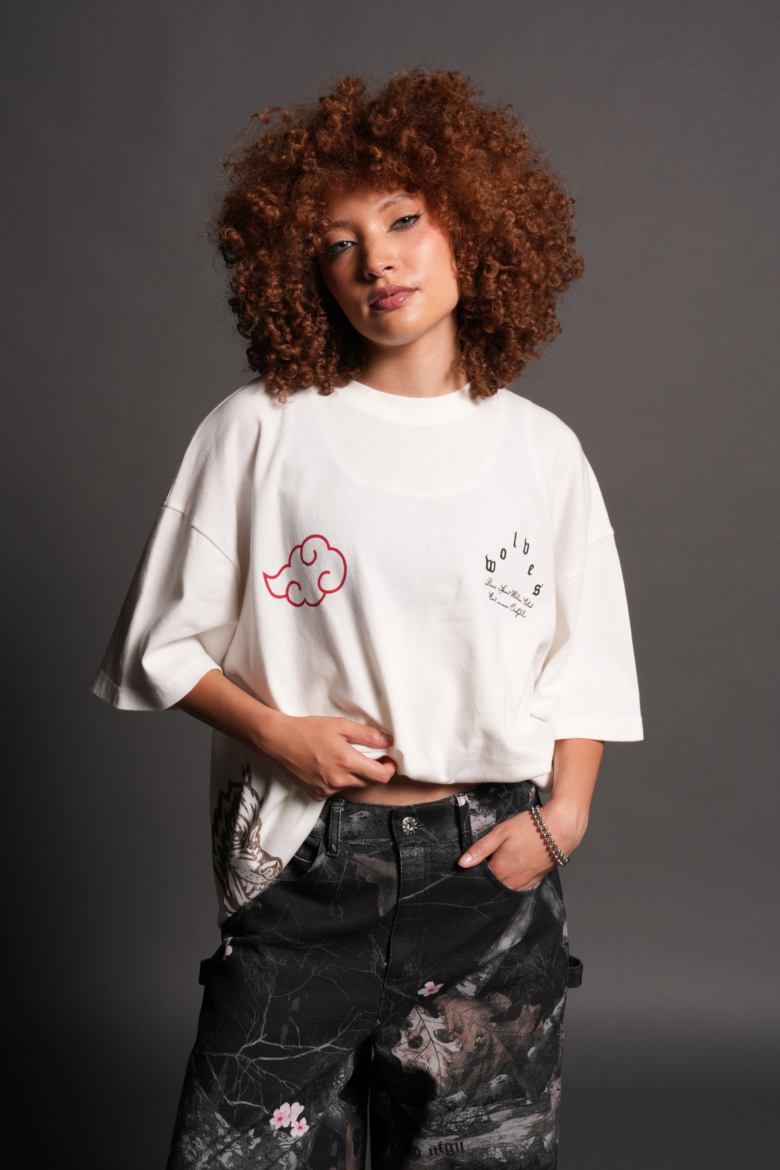 Darc Ninja Premium Oversized Tee in Cream