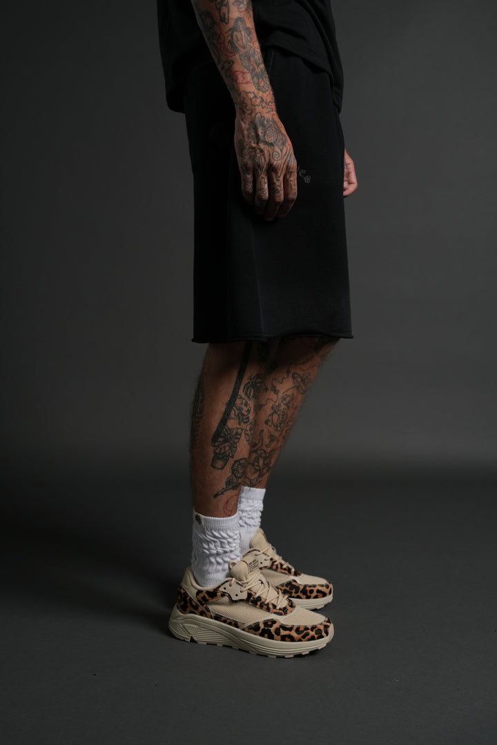 Darc Wandering Grunge Brock Sweat Shorts in Black Drift Wash
