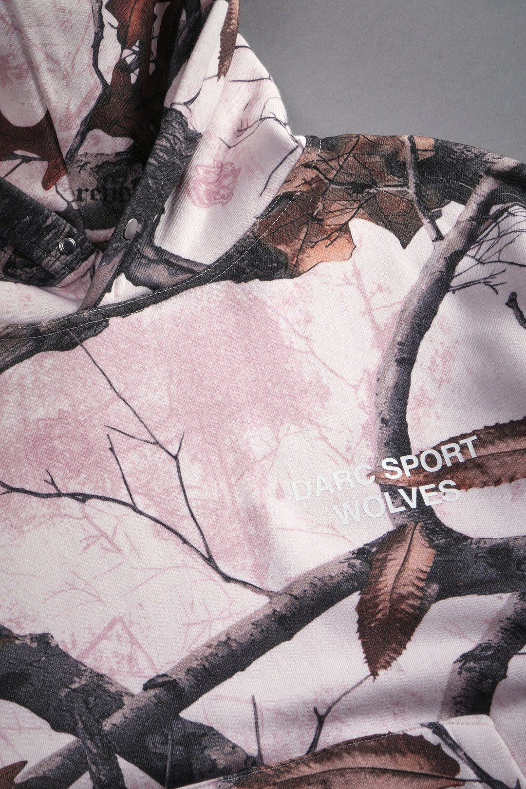 Darc Sport Wolves "Box Cut" Hoodie in Brown/Light Mauve Woodland Camo