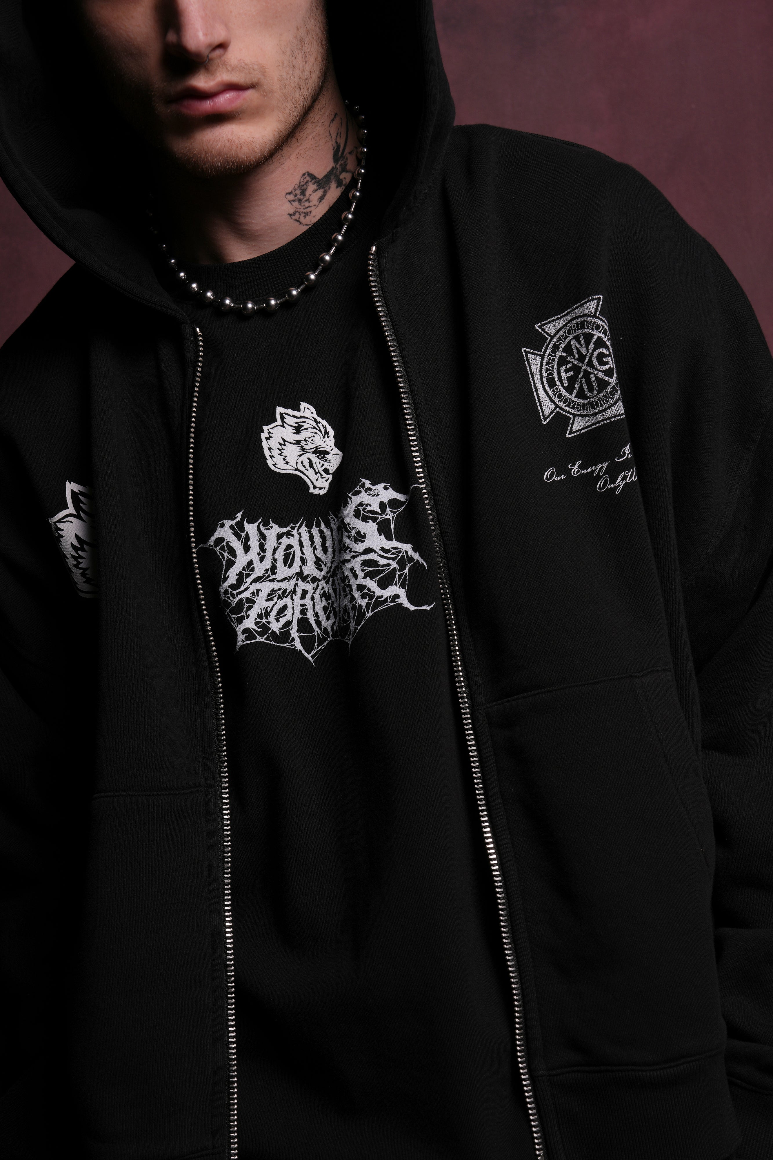 Spider Hesh Darco Double Zip Hoodie in Black