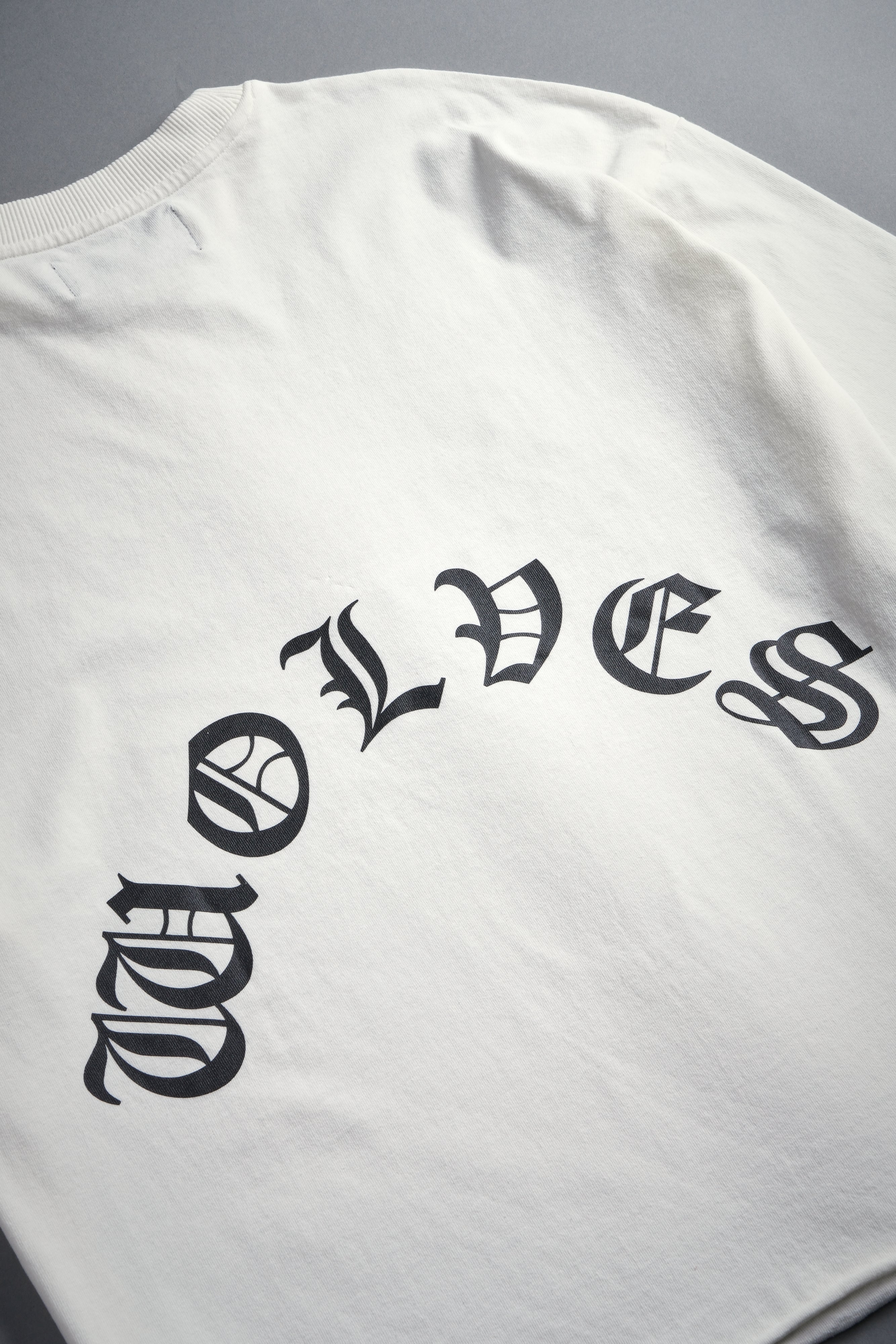 DSVD Legacy Grunge Mid-Length Raw Hem Tee in Cream