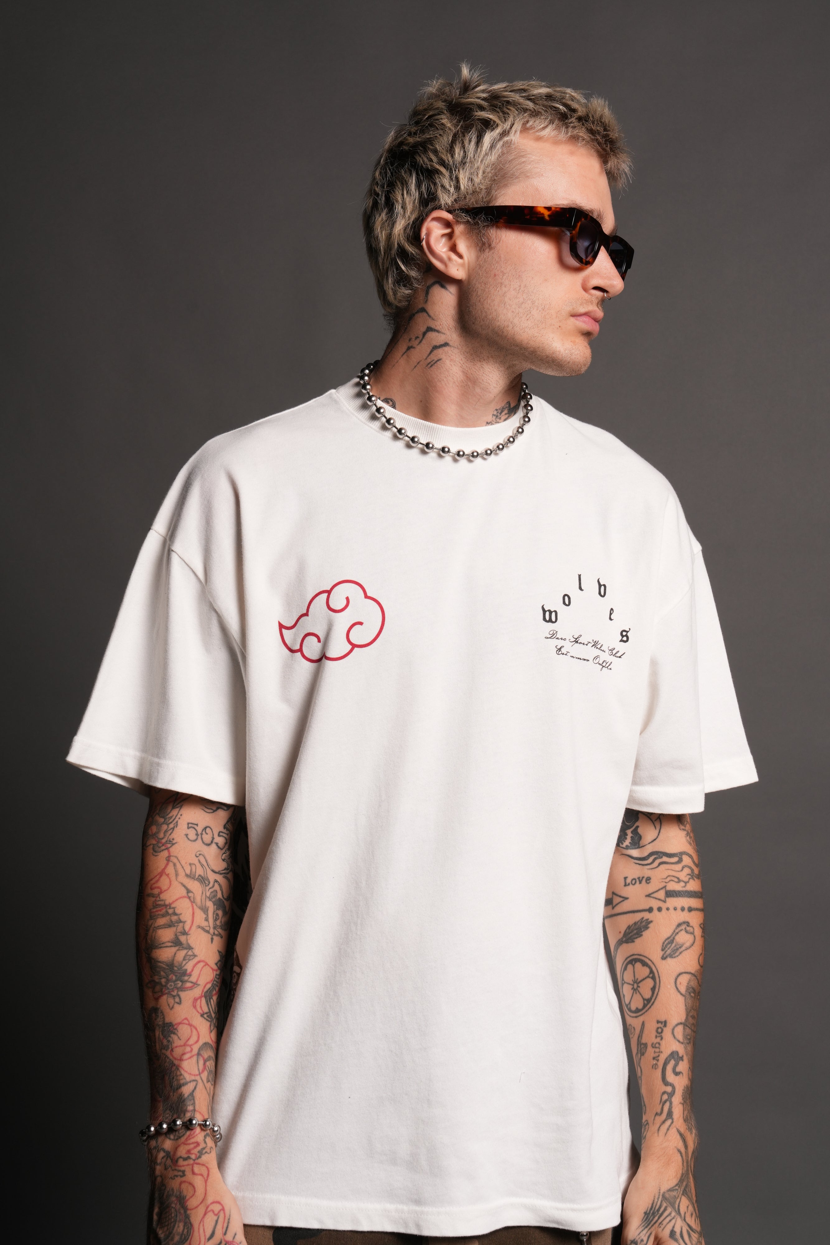 Darc Ninja Premium Oversized Tee in Cream