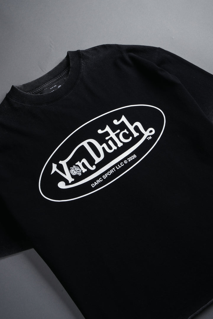 DSVD Legacy Grunge Mid-Length Raw Hem Tee in Black