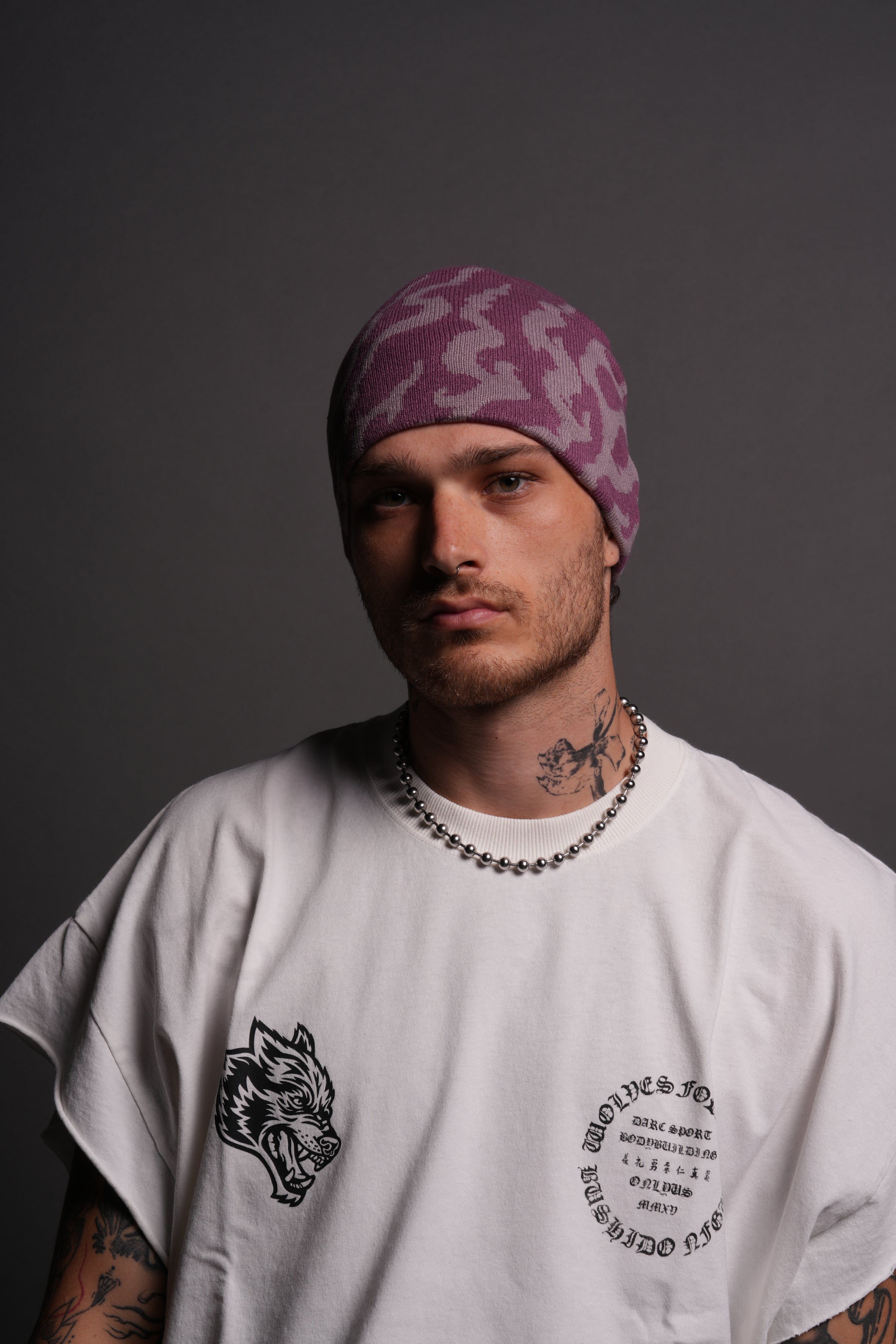 Warrior's Fire Cap Beanie in Pink Smoke