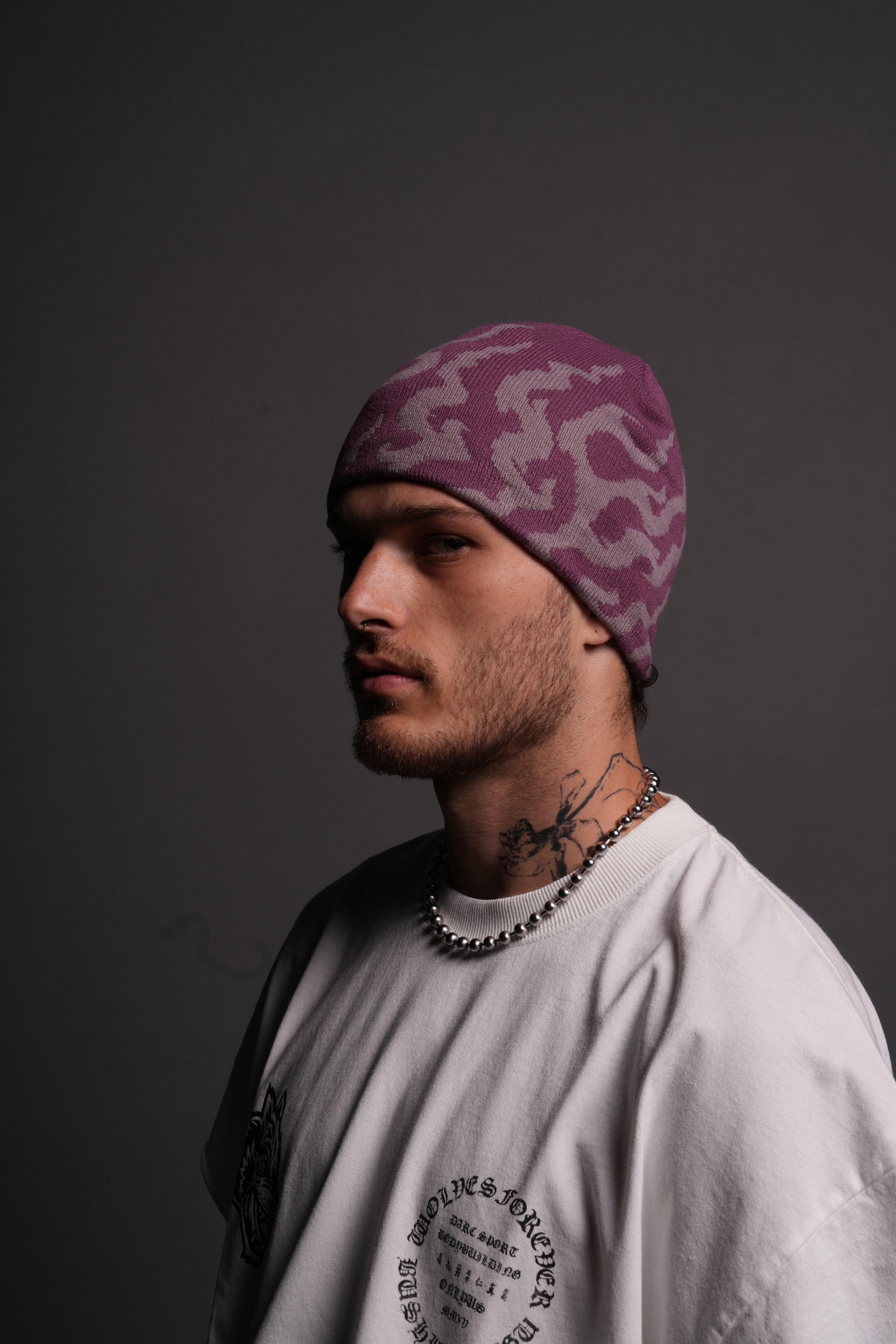 Warrior's Fire Cap Beanie in Pink Smoke