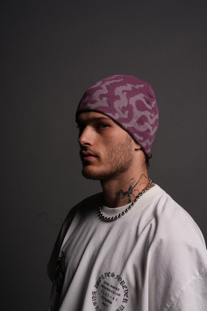 Warrior's Fire Cap Beanie in Pink Smoke