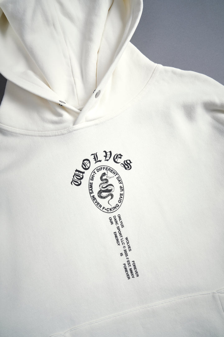 Wolves Club Forever "Box Cut" Pierce Hoodie in Cream