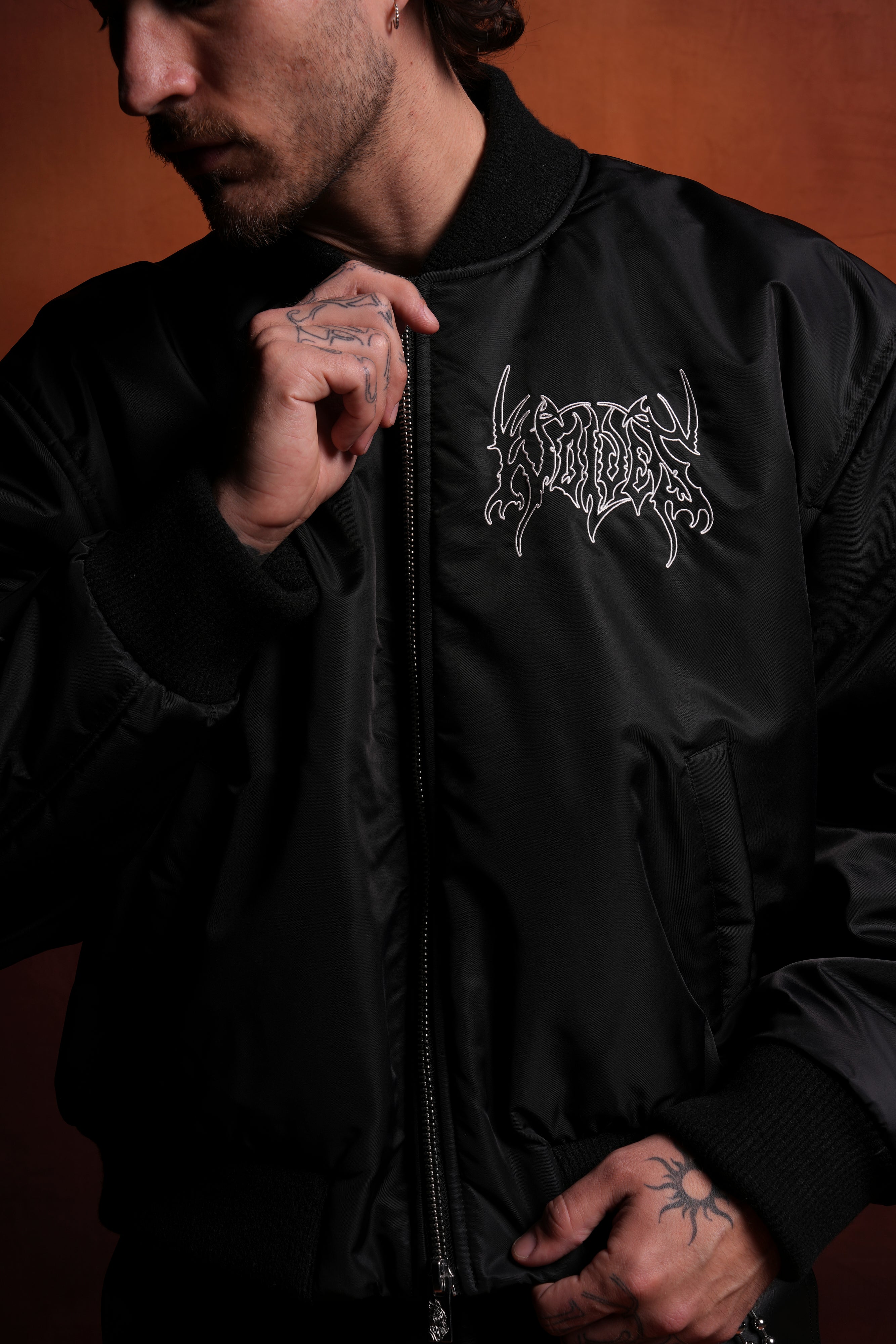 Darc Metal Cropped Remy Bomber Jacket in Black
