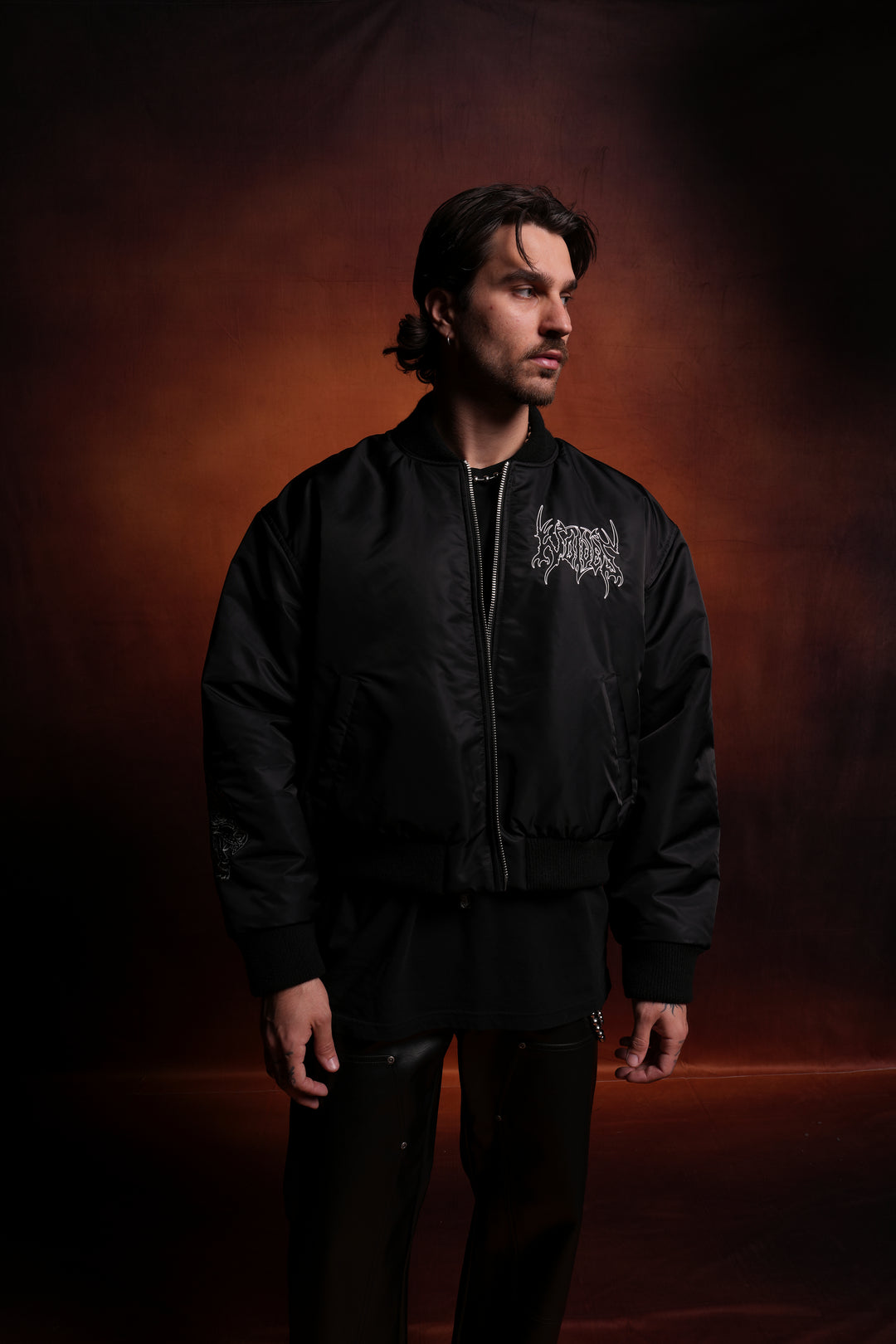 Darc Metal Cropped Remy Bomber Jacket in Black