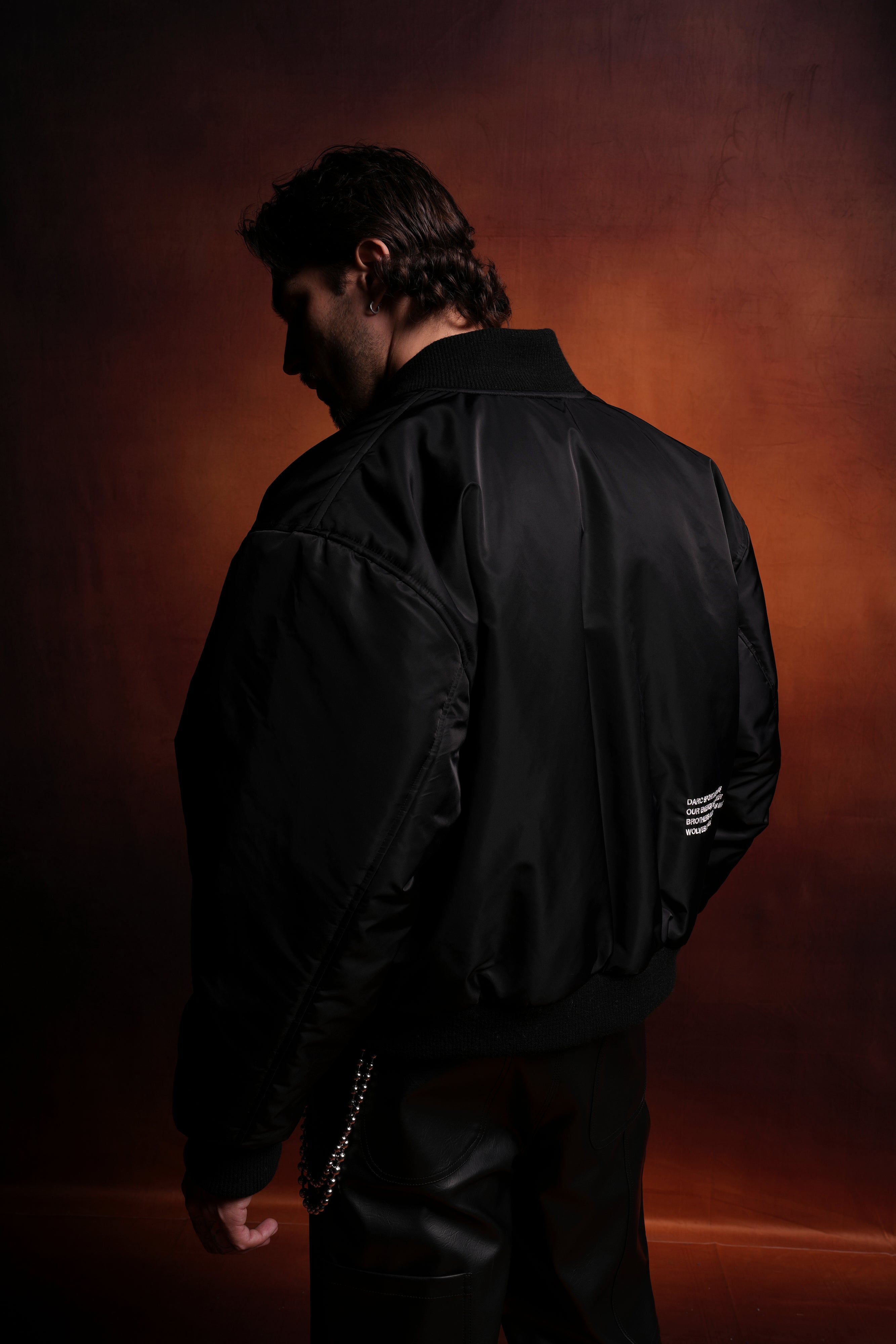 Darc Metal Cropped Remy Bomber Jacket in Black