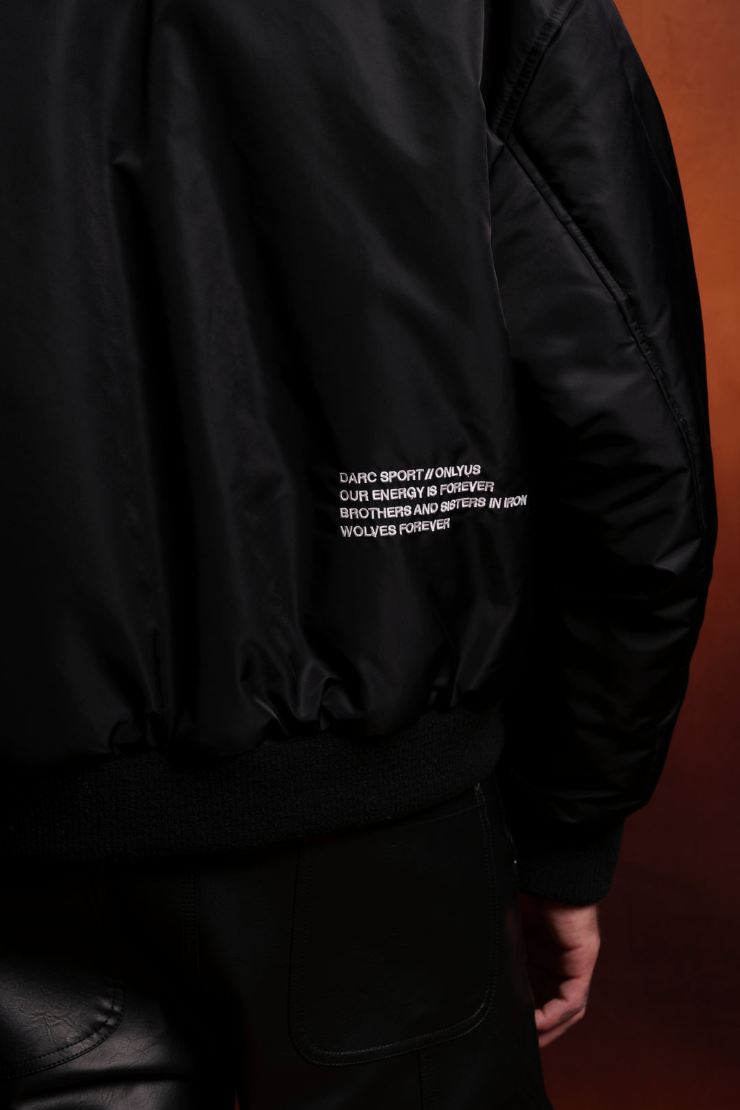 Darc Metal Cropped Remy Bomber Jacket in Black