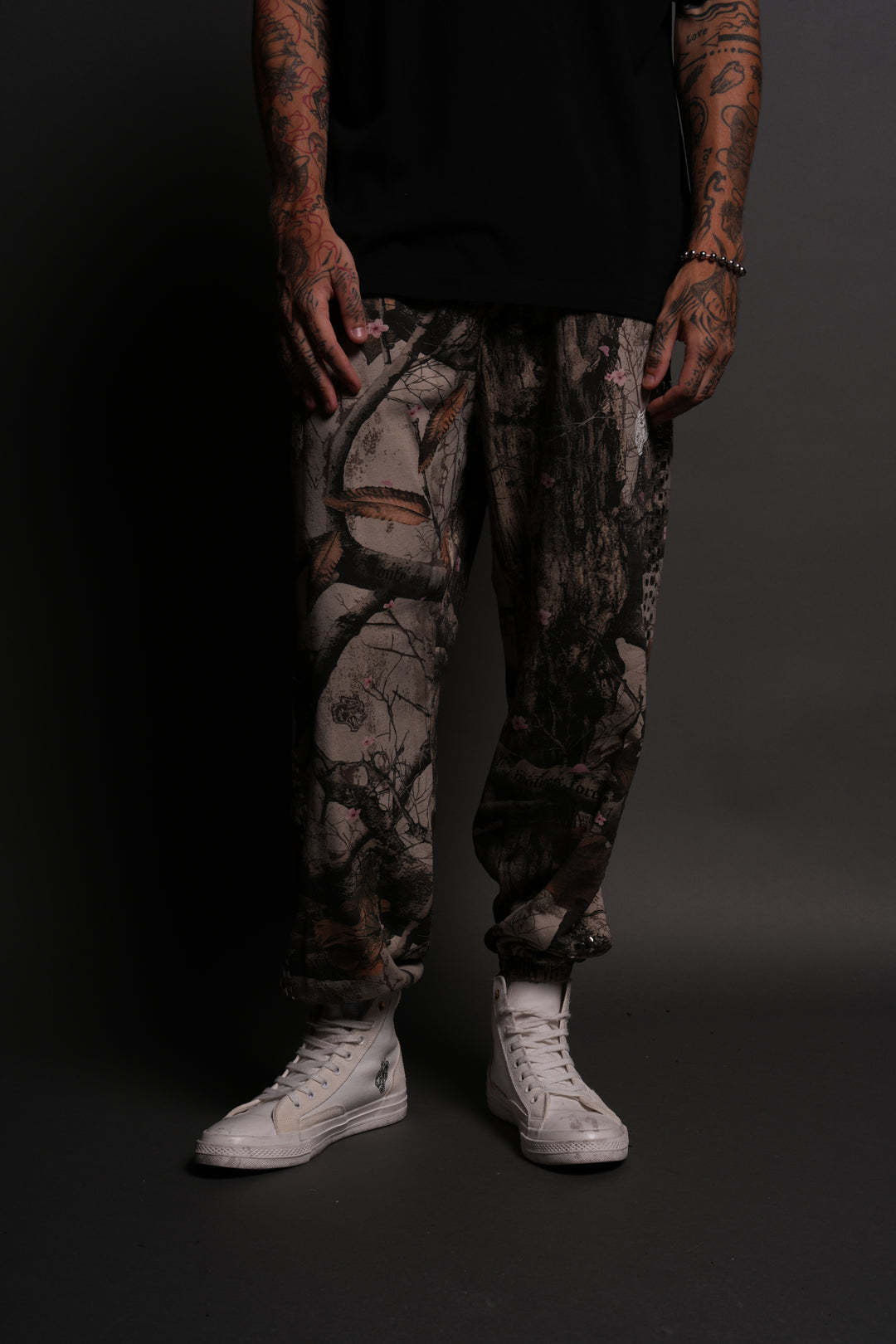 Dual Stud Lounger Sweat Pants in Cherry Blossom Woodland Camo
