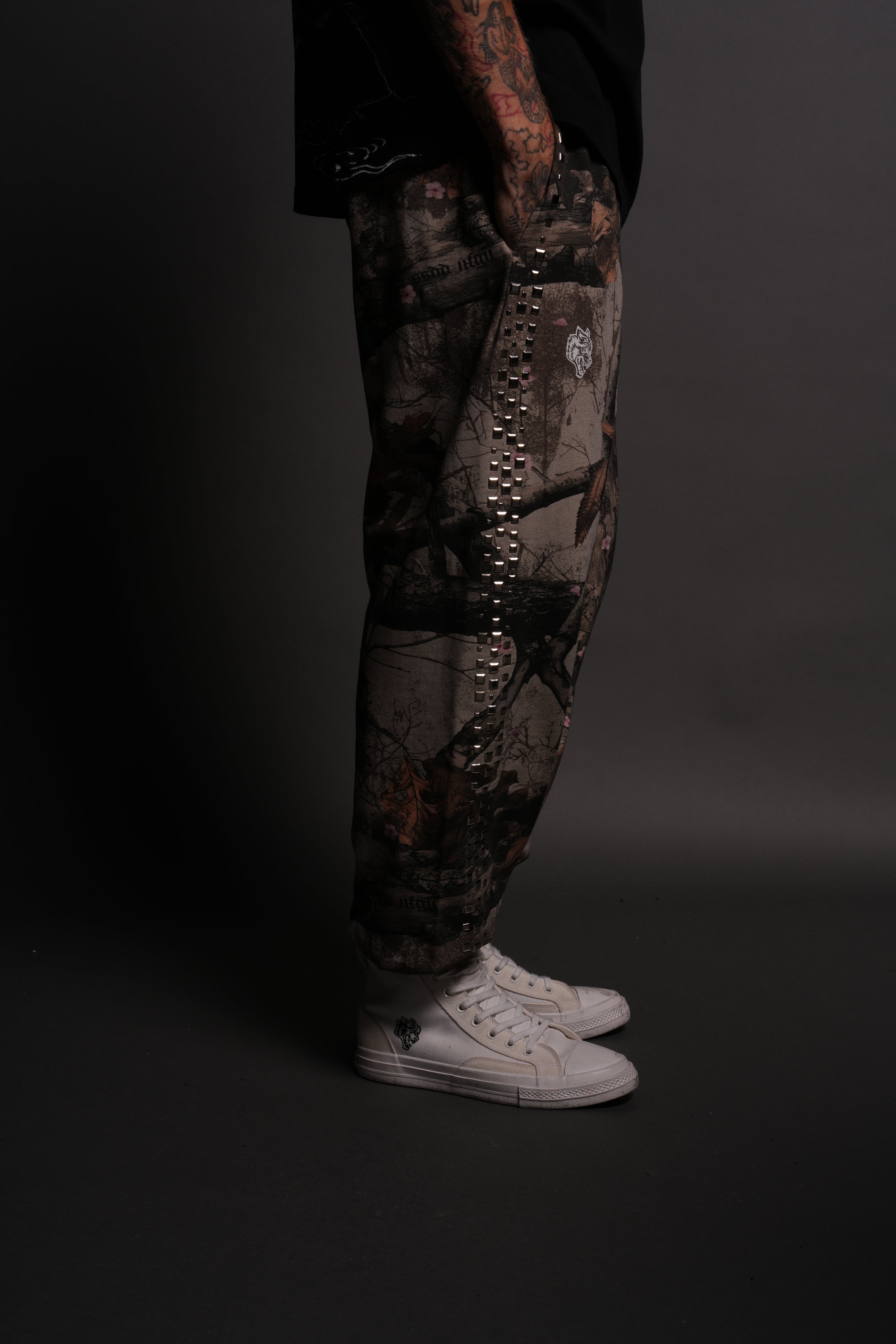 Dual Stud Lounger Sweat Pants in Cherry Blossom Woodland Camo