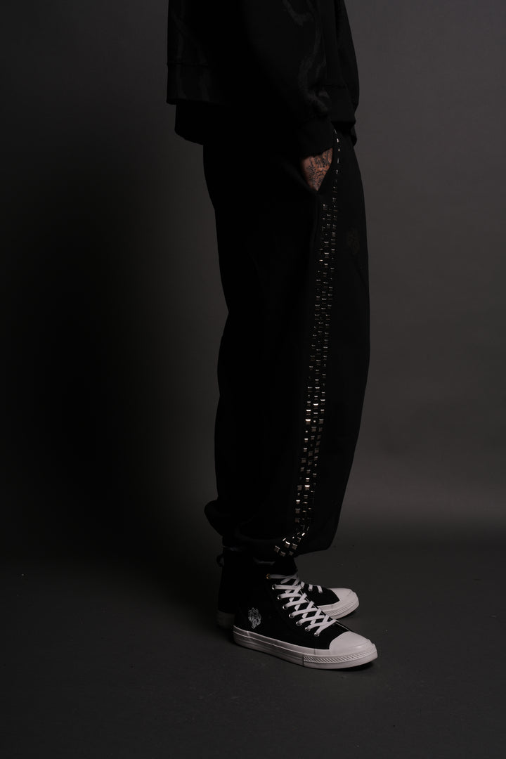 Dual Stud Lounger Sweat Pants in Black