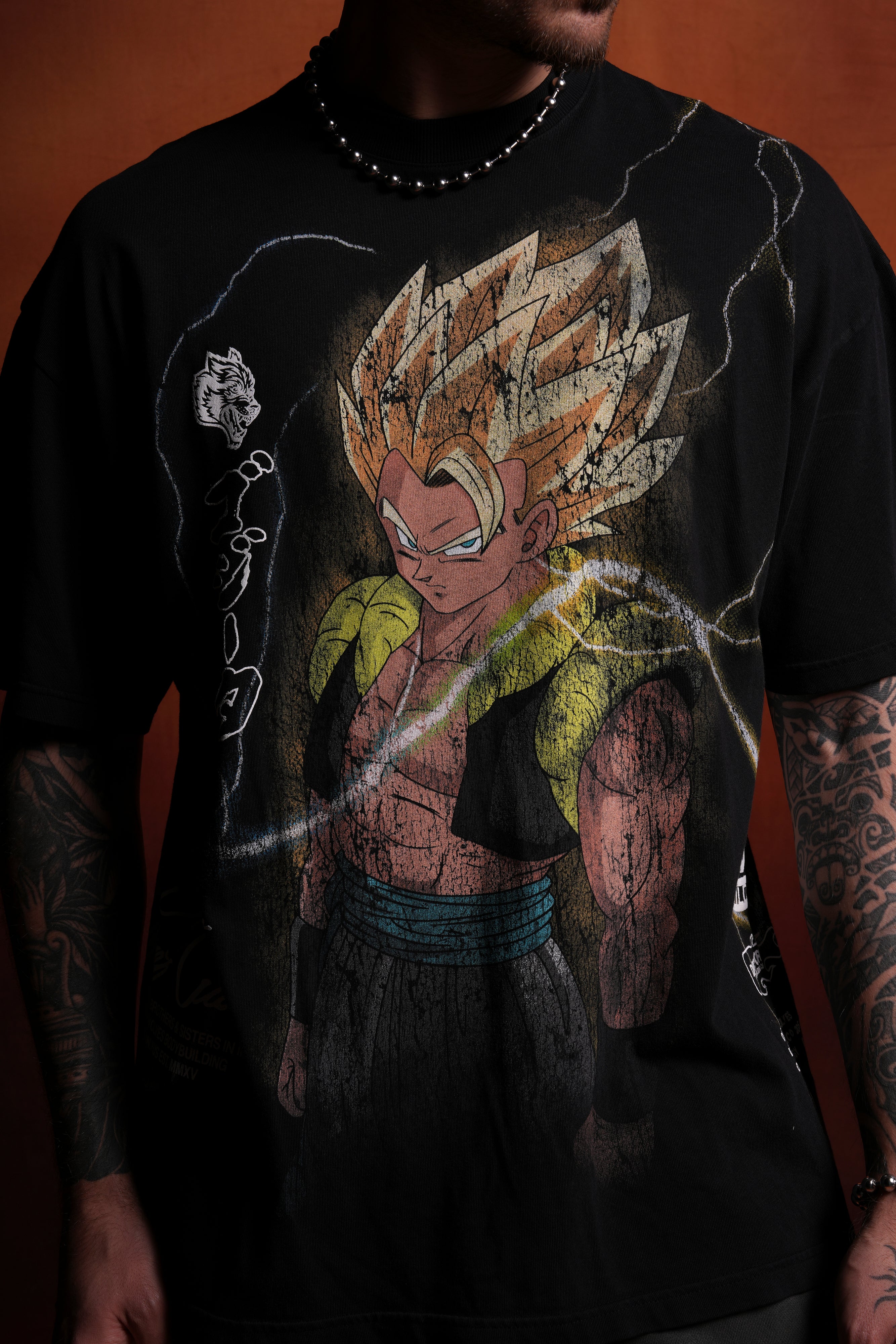 Super Saiyan Gogeta "Side By Side" Series Oversized Tee in Black
