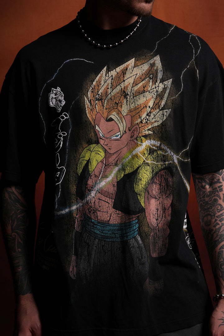 Super Saiyan Gogeta "Side By Side" Series Oversized Tee in Black