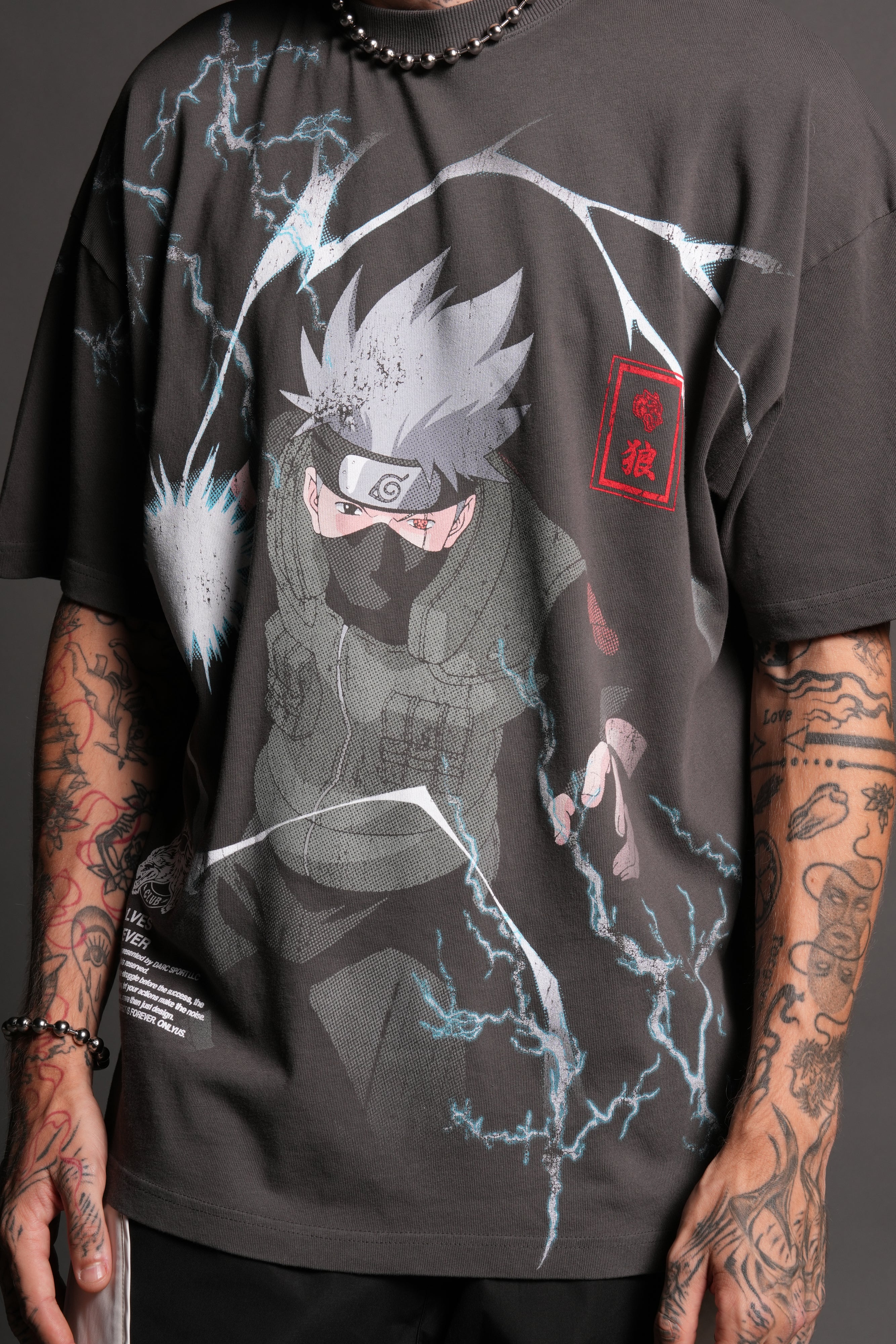 Shinobi Premium Oversized Tee in Wolf Gray