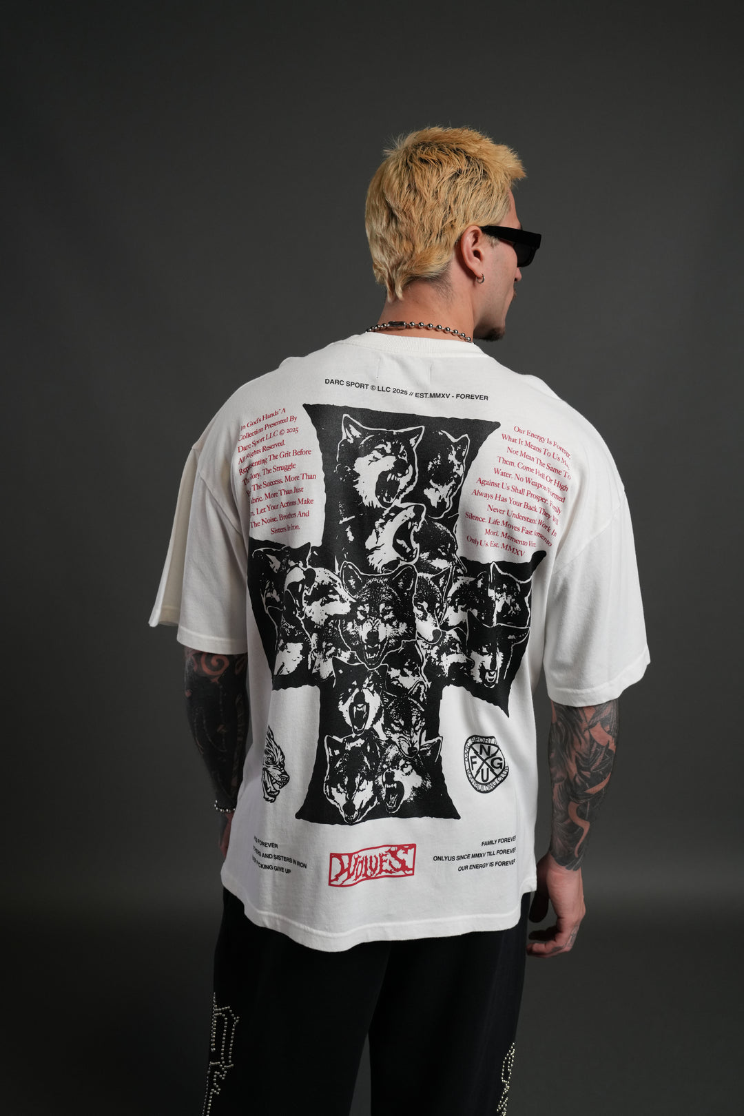 Iron Wolf Pack "Premium" Oversized Tee in Cream