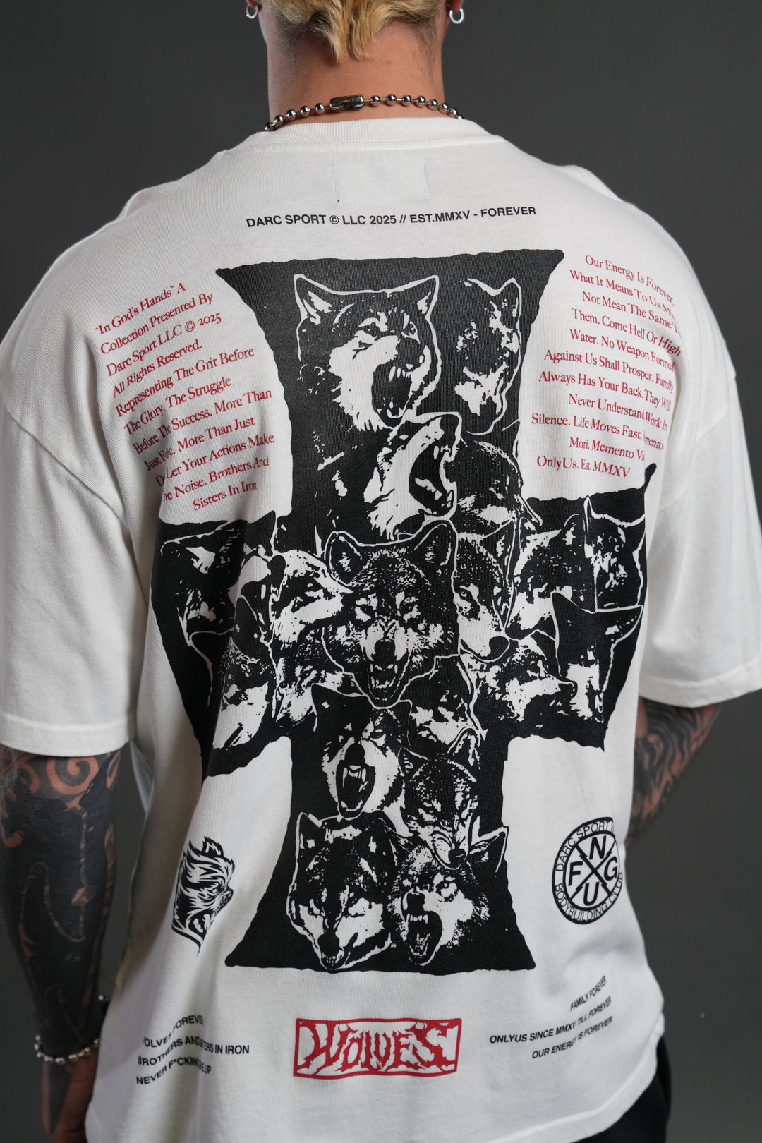 Iron Wolf Pack "Premium" Oversized Tee in Cream