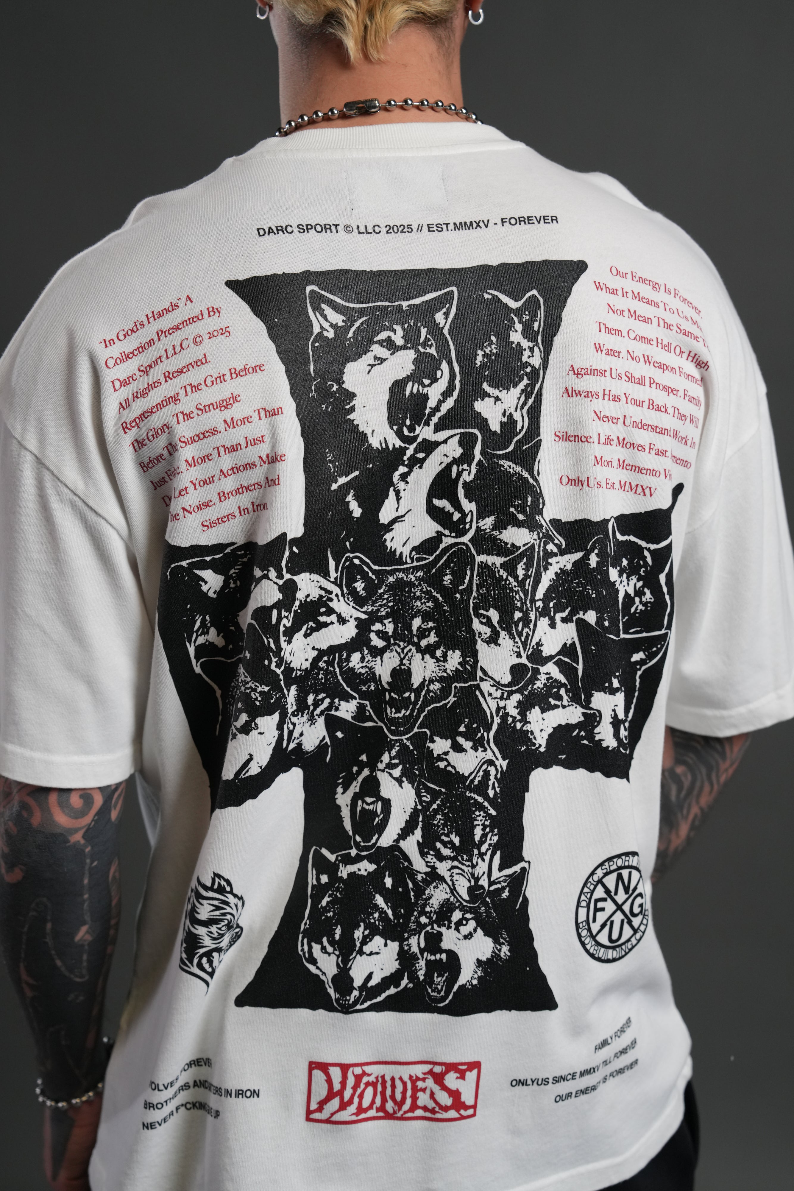 Iron Wolf Pack "Premium" Oversized Tee in Cream