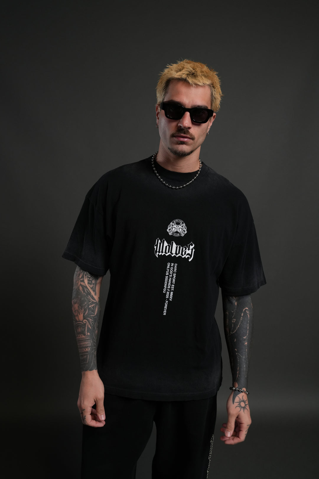 In God's Hands "Premium" Oversized Tee in Black Drift Wash