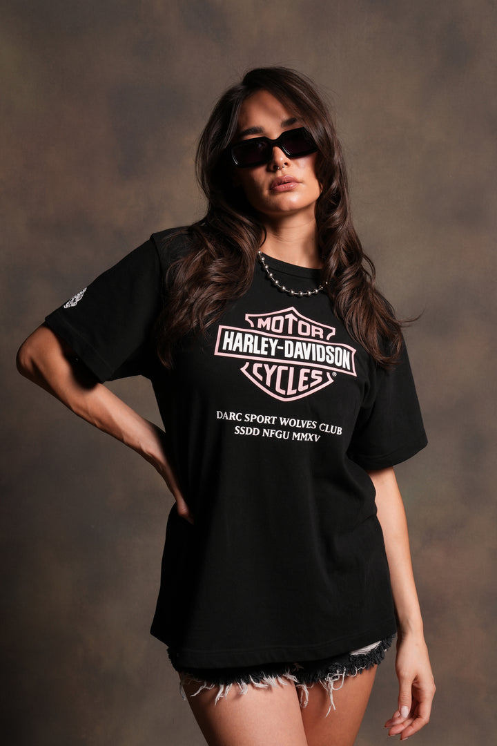 Our Clubs Oversized Lace Up Tee in Black