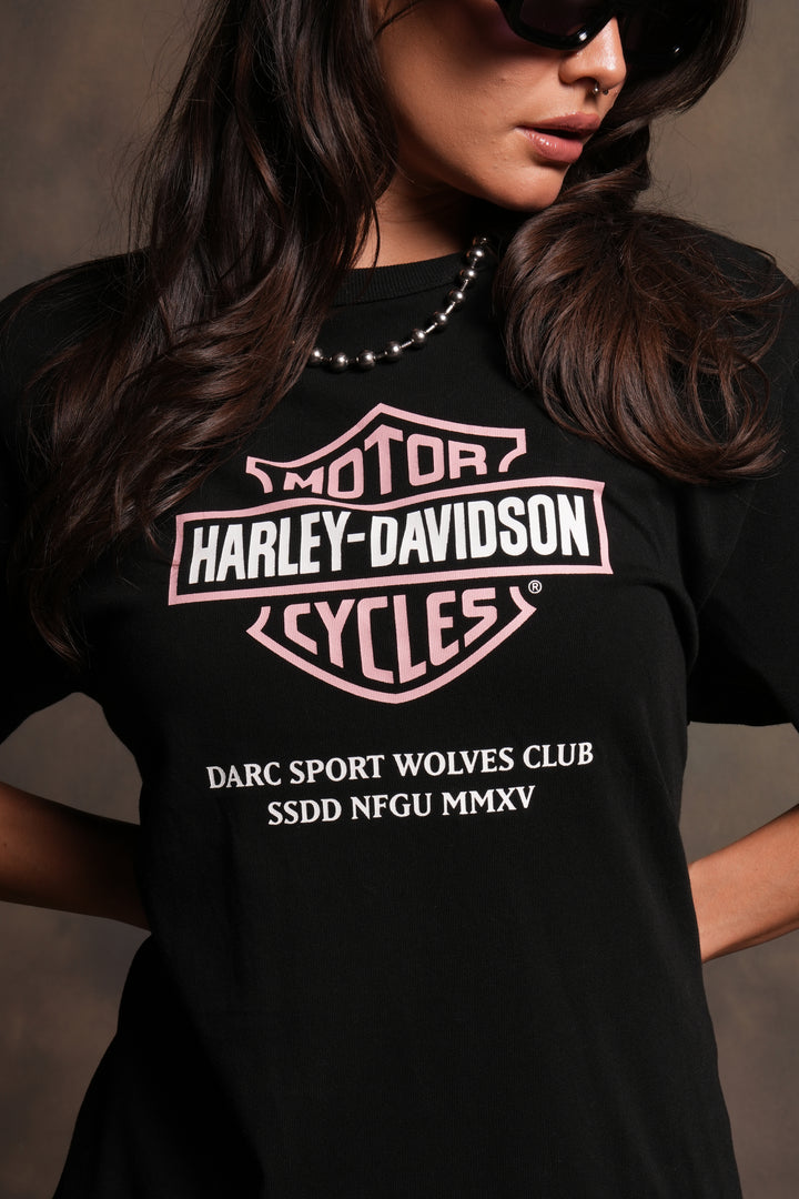 Our Clubs Oversized Lace Up Tee in Black