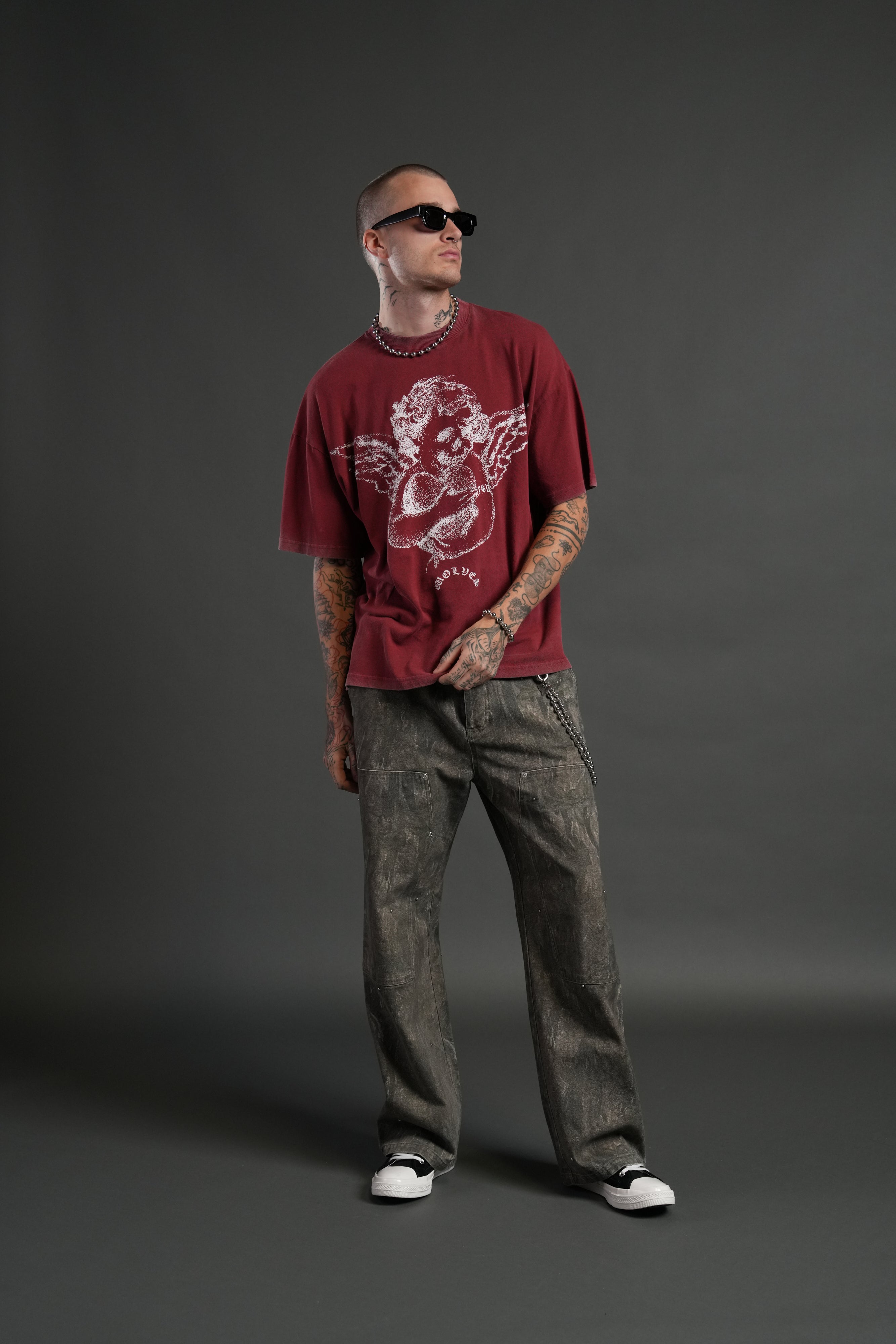 Shielded Heart Unisex "Premium" Oversized Tee in Cherry Red