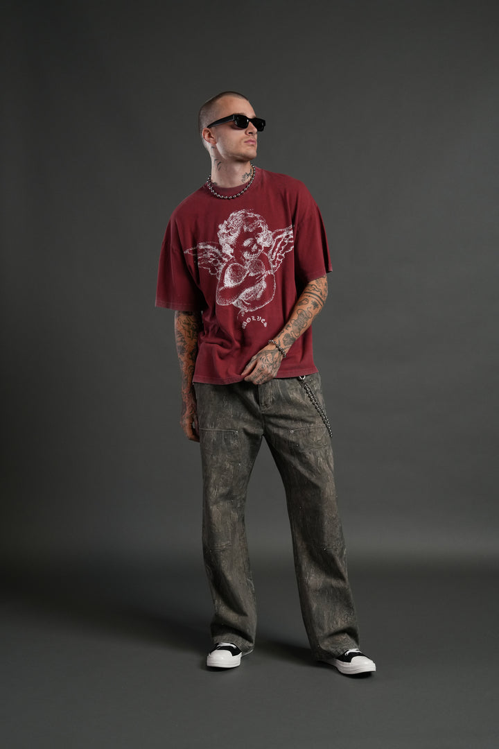 Shielded Heart Unisex "Premium" Oversized Tee in Cherry Red