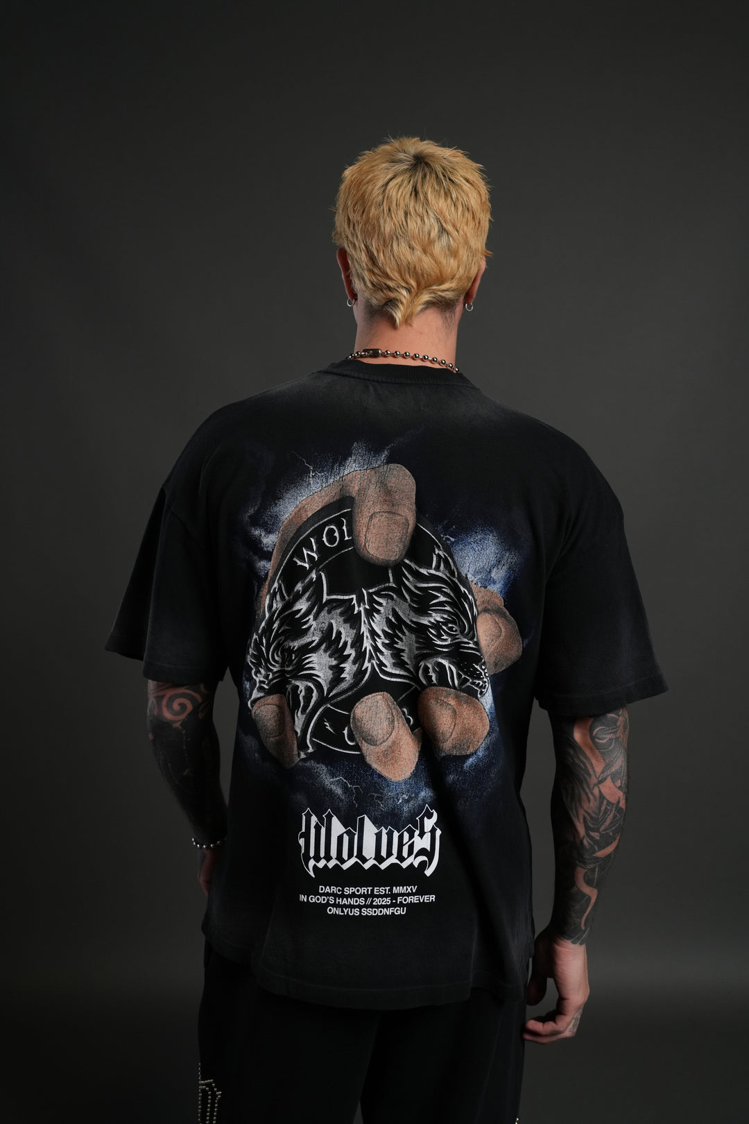 In God's Hands "Premium" Oversized Tee in Black Drift Wash