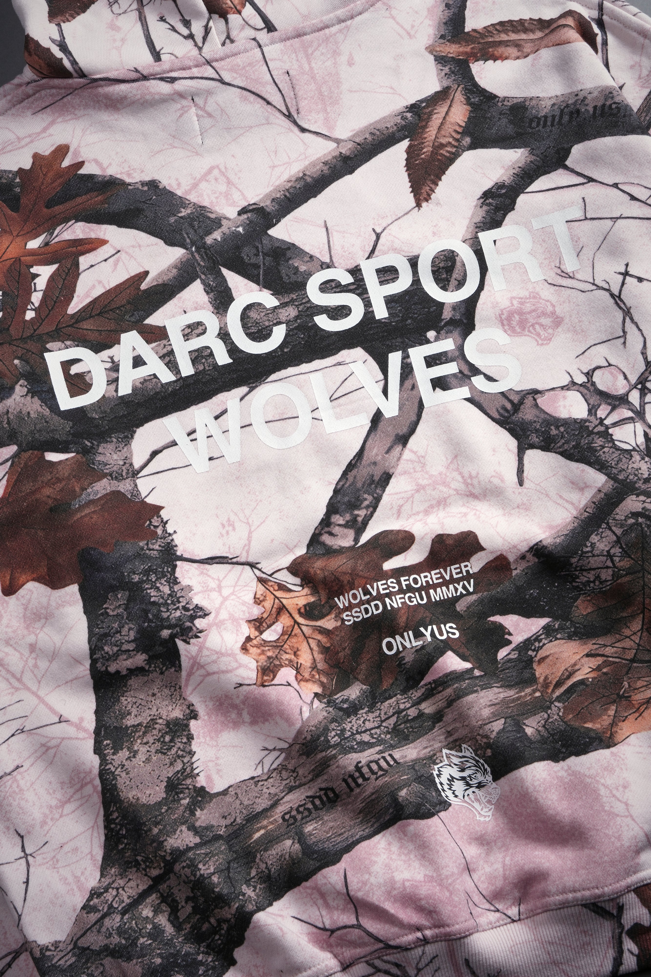 Darc Sport Wolves "Pierce" Hoodie in Brown/Light Mauve Woodland Camo