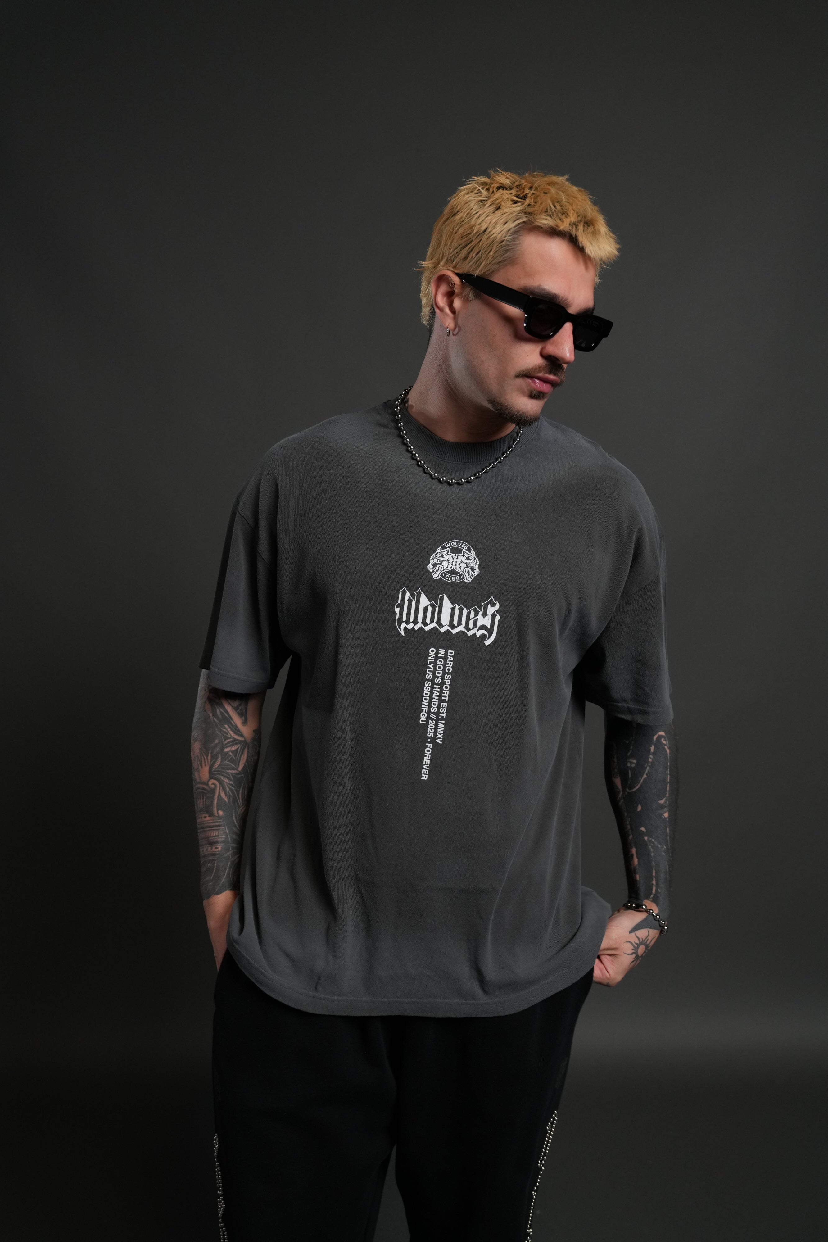 In God's Hands "Premium" Oversized Tee in Wolf Gray Drift Wash