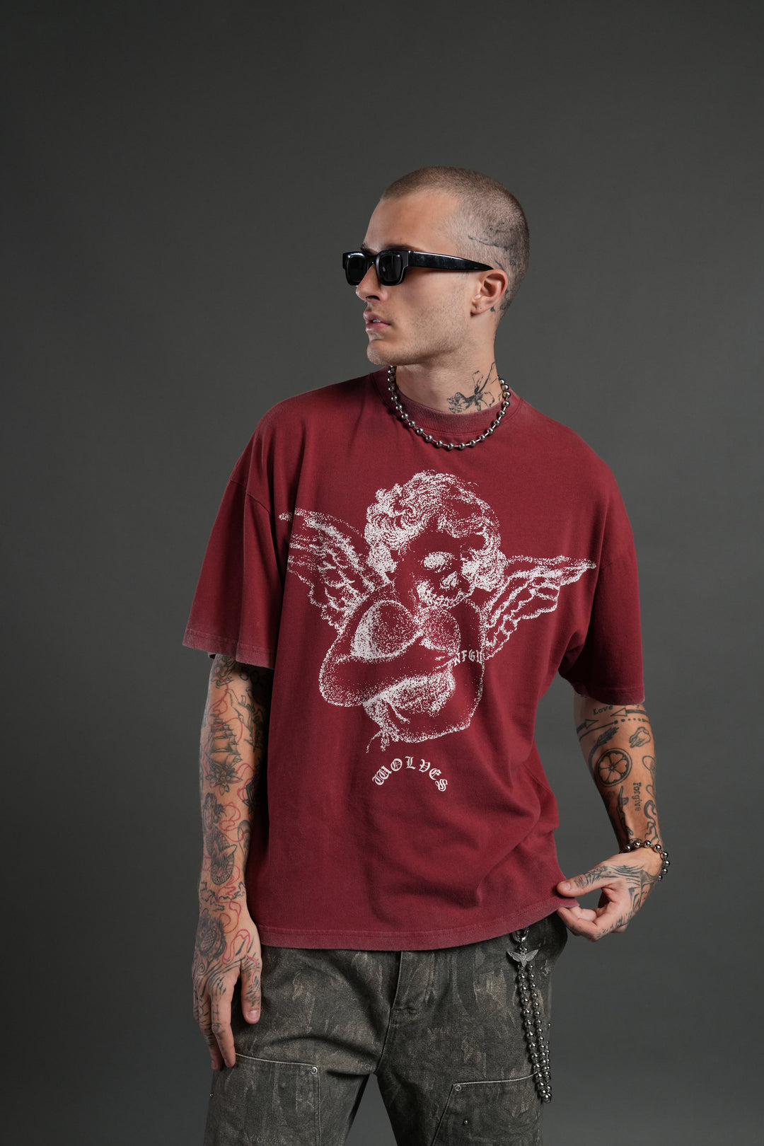 Shielded Heart Unisex "Premium" Oversized Tee in Cherry Red