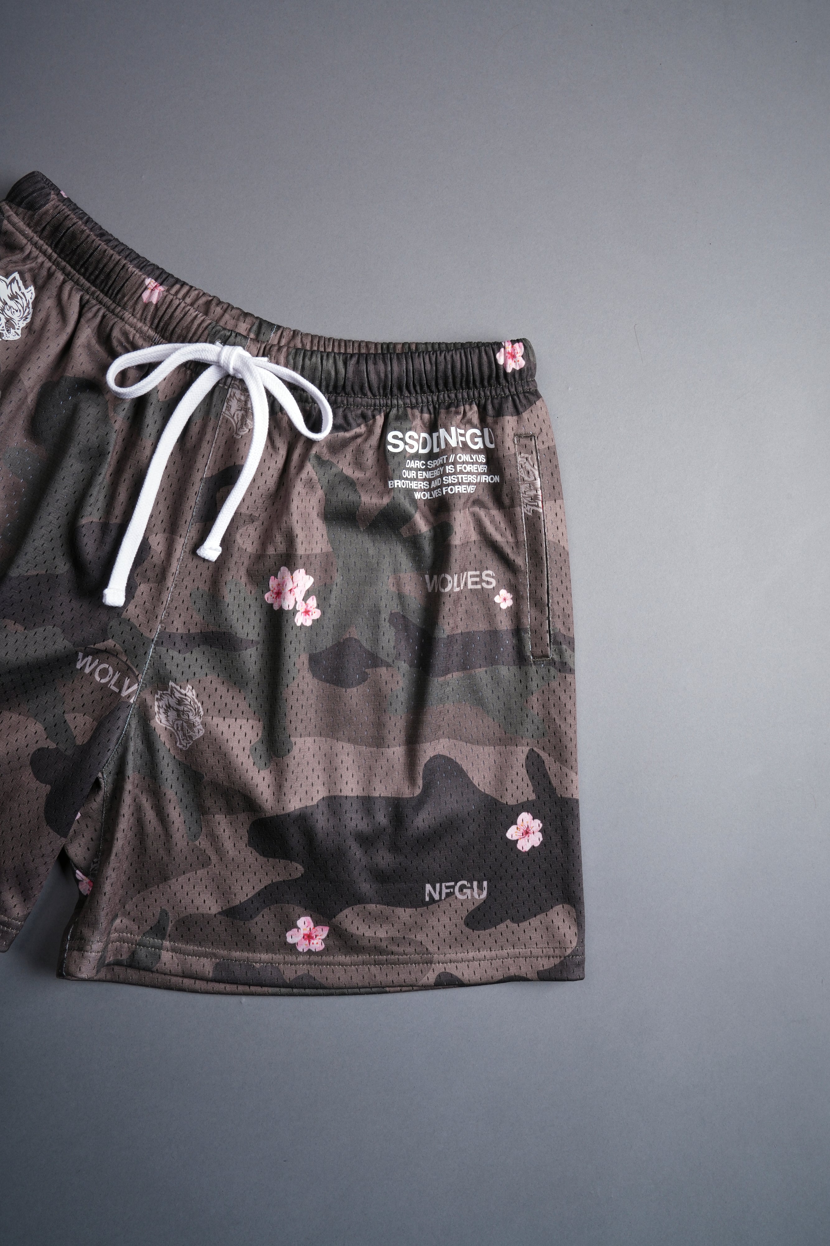 Our Message Mesh Shorts in Vintage Blossom Woodland Camo