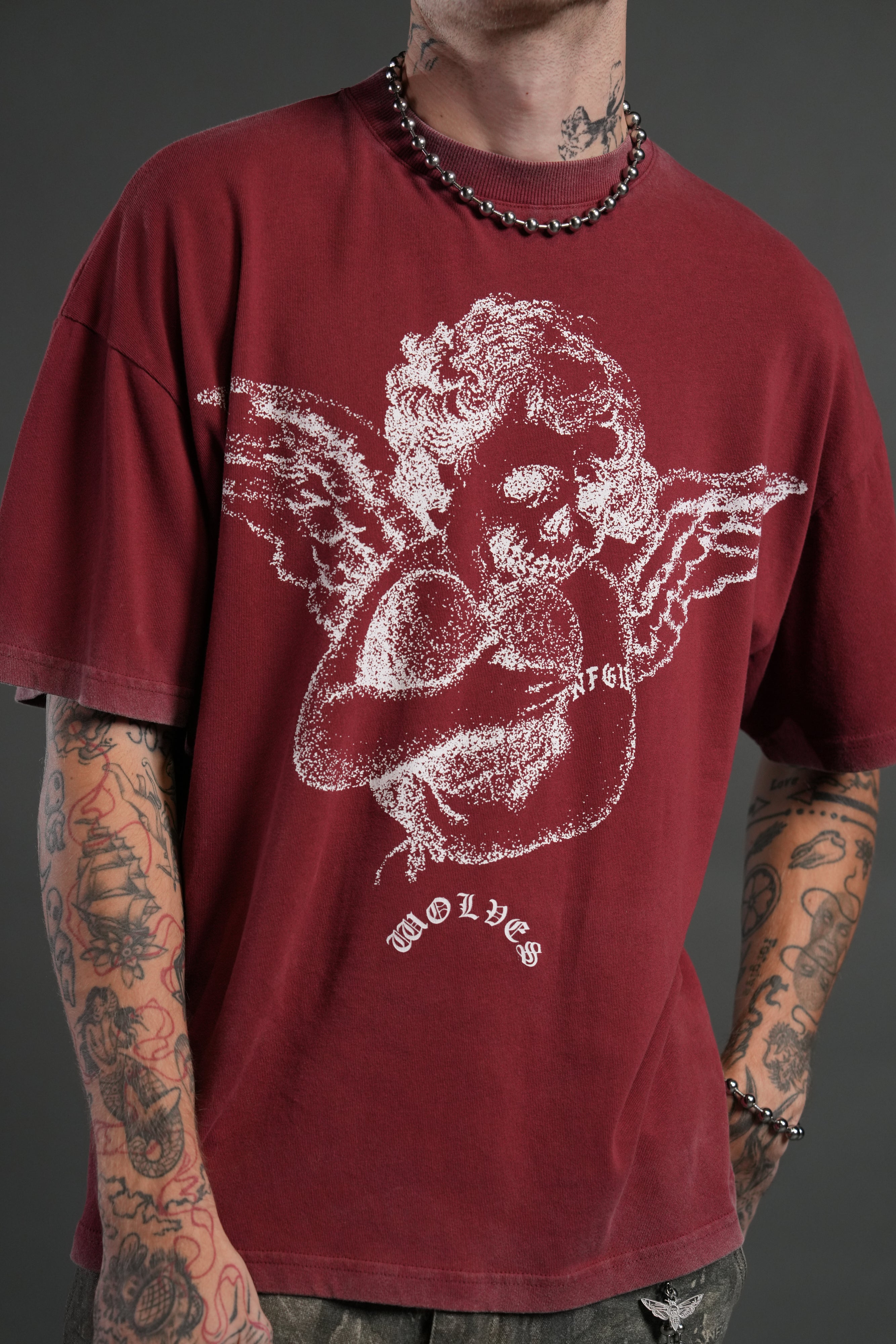 Shielded Heart Unisex "Premium" Oversized Tee in Cherry Red