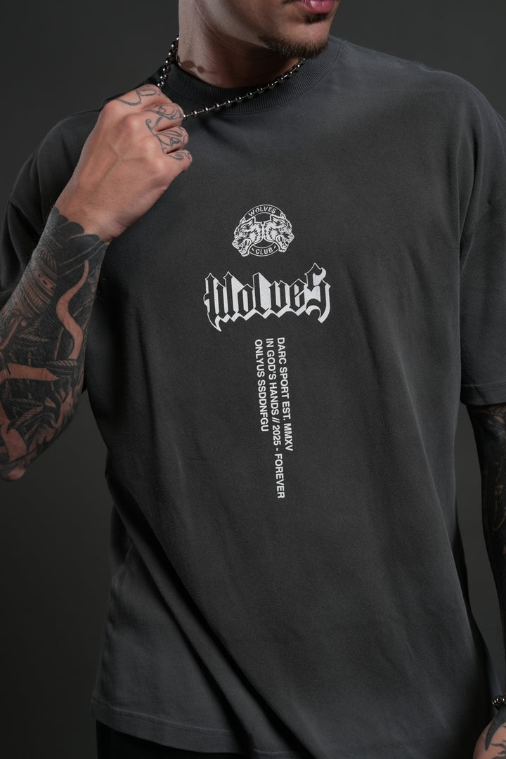 In God's Hands "Premium" Oversized Tee in Wolf Gray Drift Wash