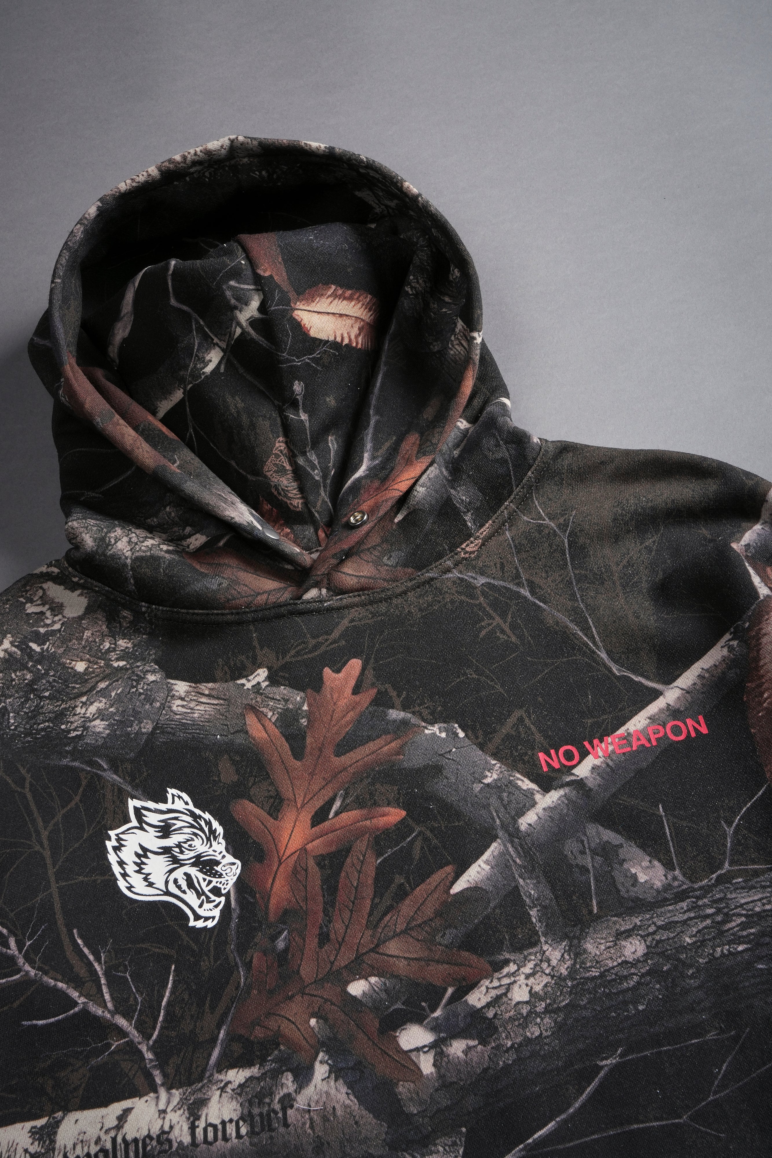 No Weapon Shall Prosper "Pierce" Hoodie in  Darc Brown Woodland Camo