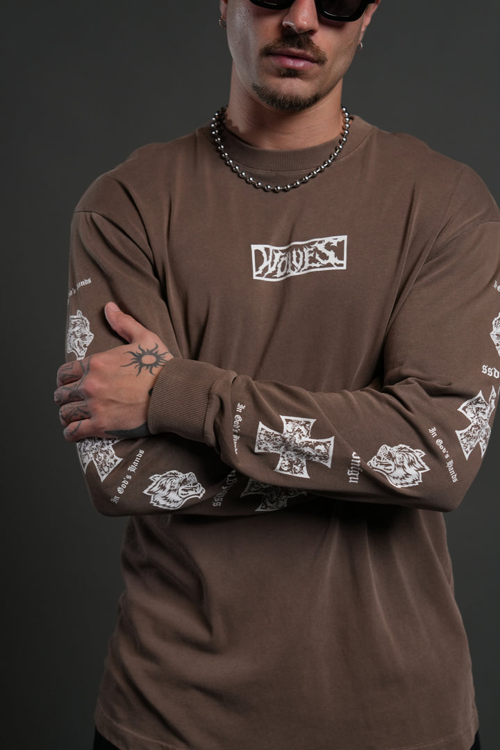 Iron Wolf Pack "Premium" L/S Tee in Mojave Brown