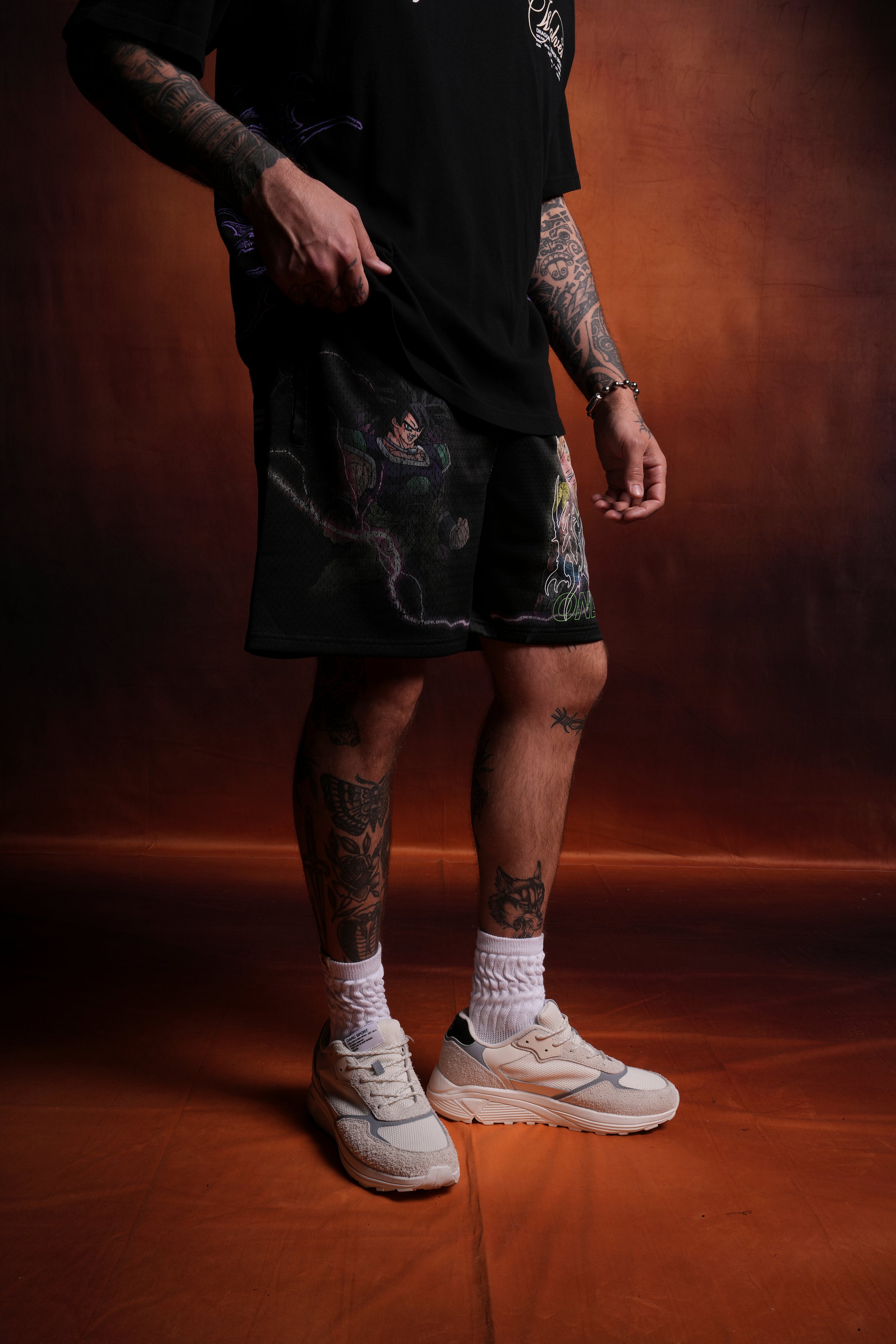 Broly VS Gogeta Mesh Shorts in Black