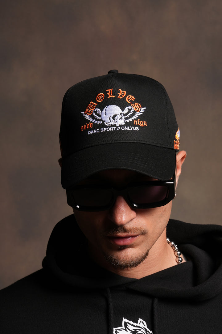 Weighted Wings 5 Panel Hat in Black