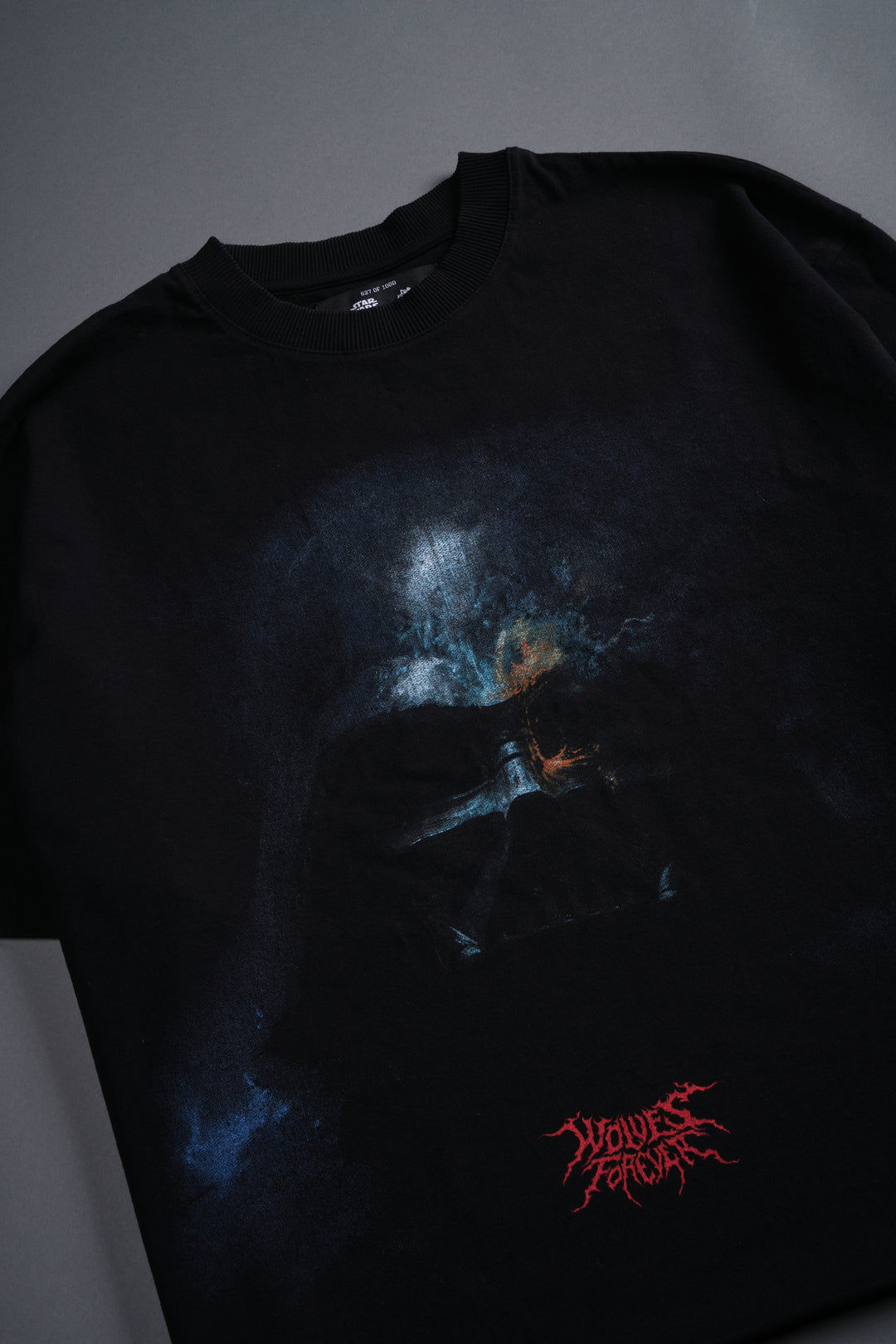 Vader Grunge Mid-Length Raw Hem Tee in Black