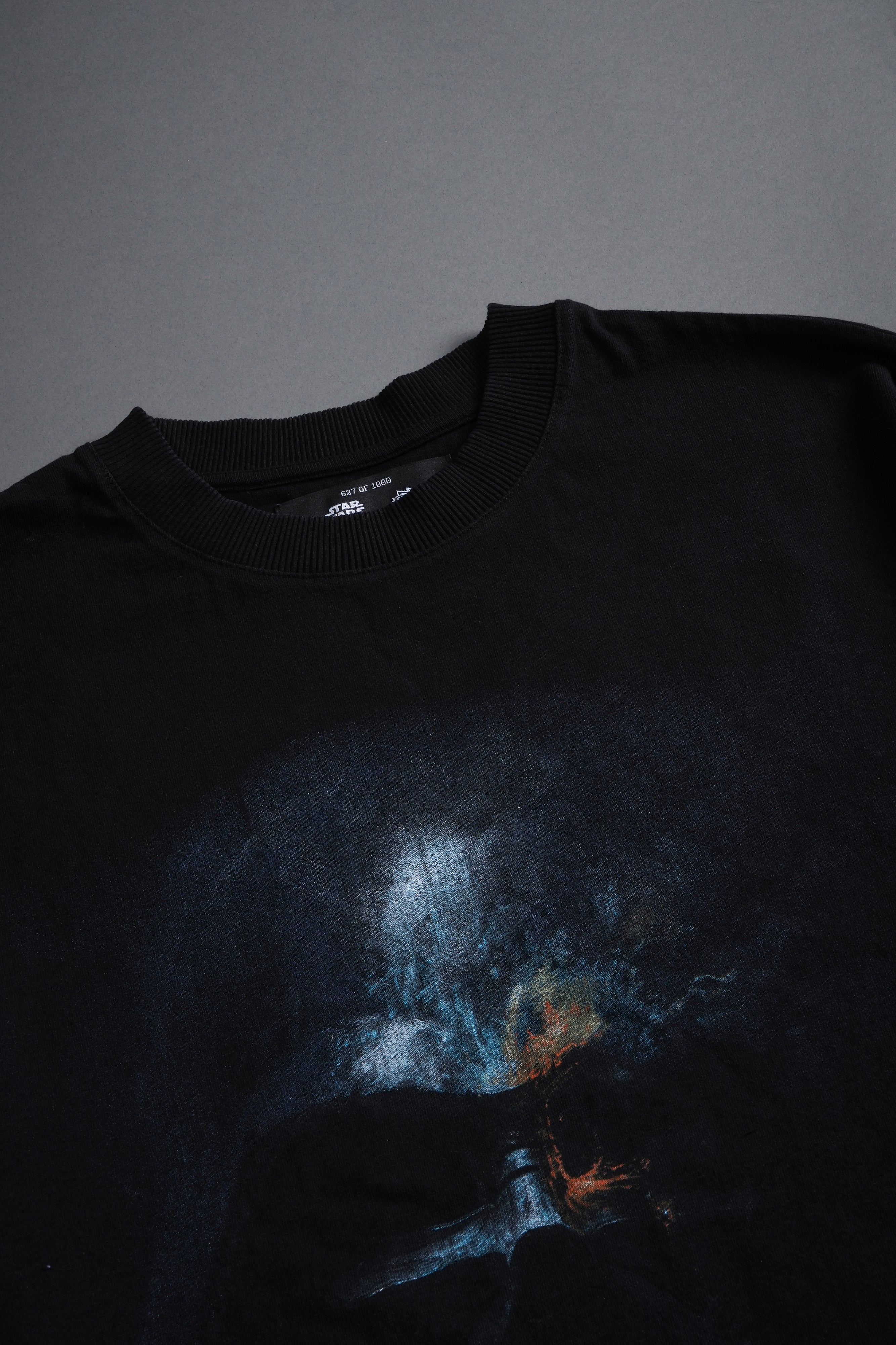 Vader Grunge Mid-Length Raw Hem Tee in Black