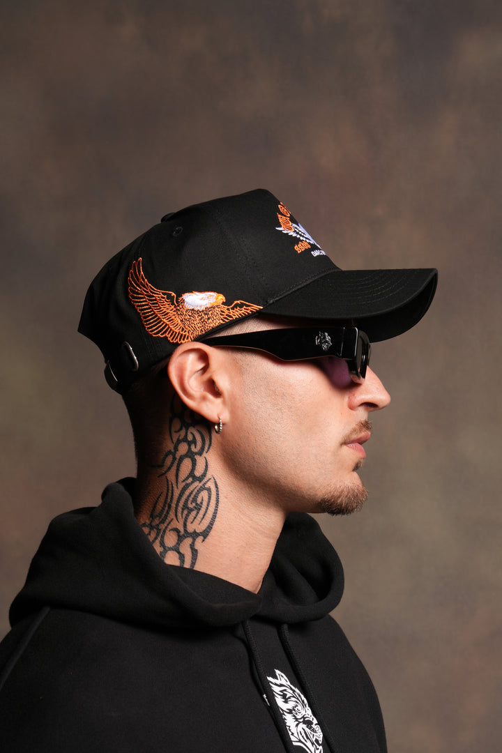 Weighted Wings 5 Panel Hat in Black