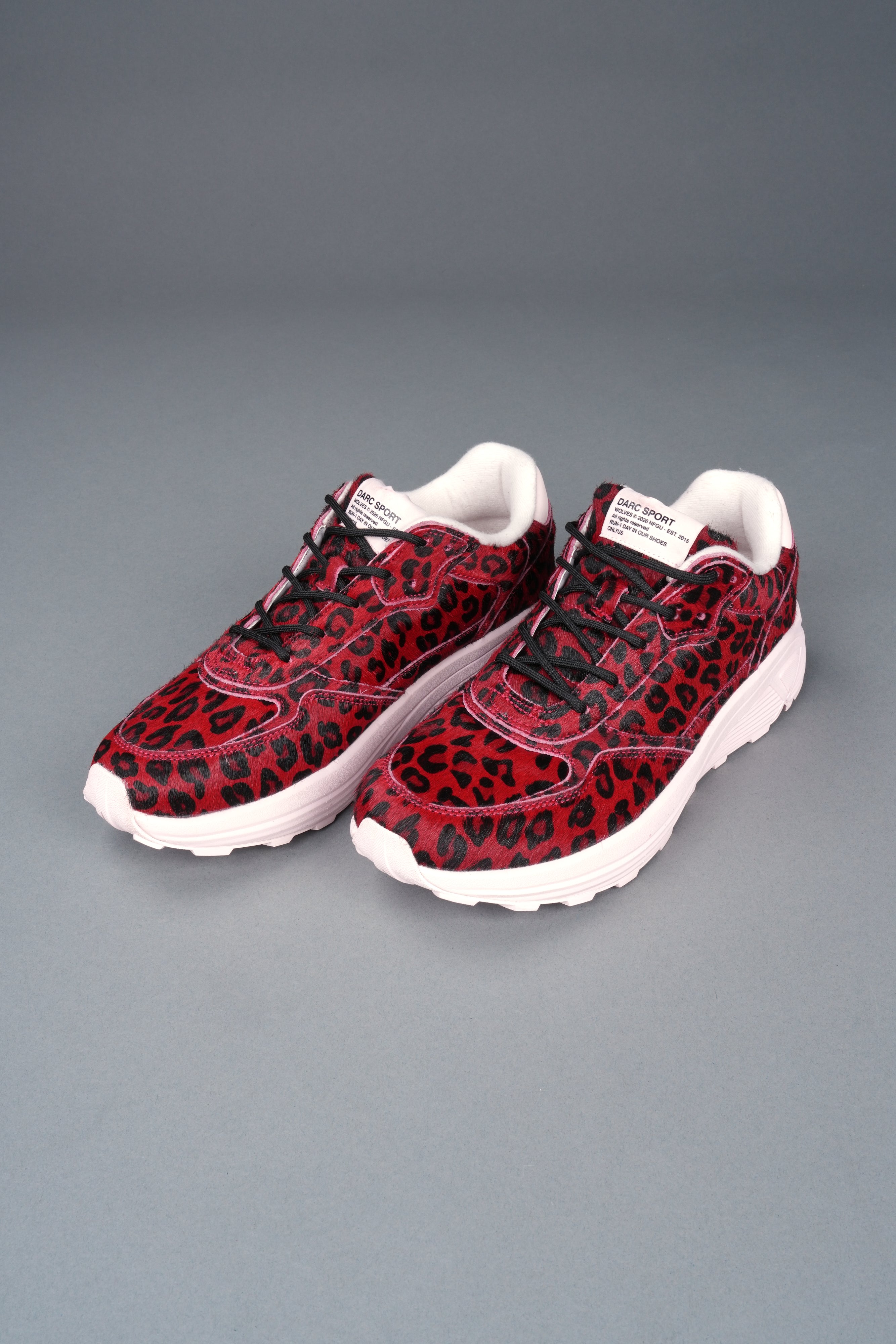 Run-1 Shoes in Red Leopard/Cloud Pink