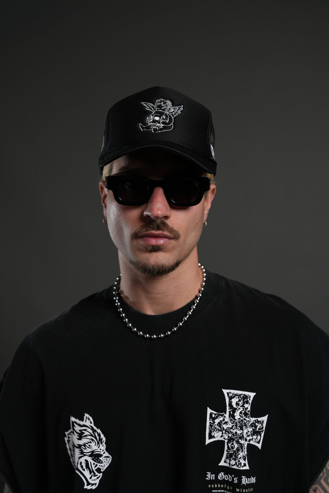 Cherub and the Skull Trucker Hat in Black