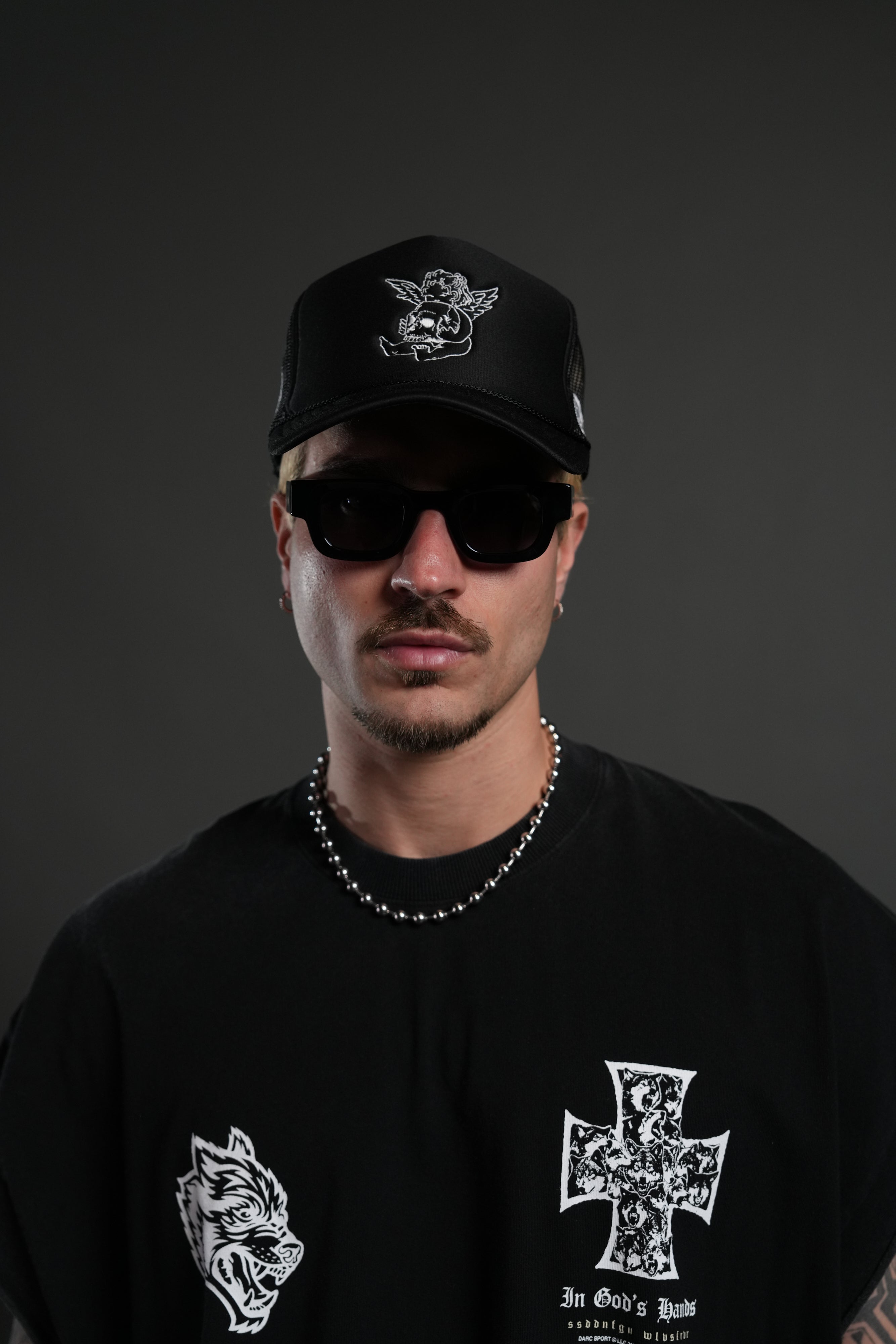 Cherub and the Skull Trucker Hat in Black