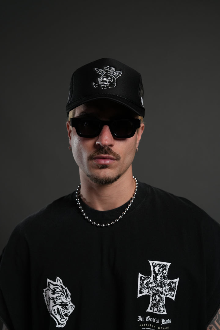 Cherub and the Skull Trucker Hat in Black