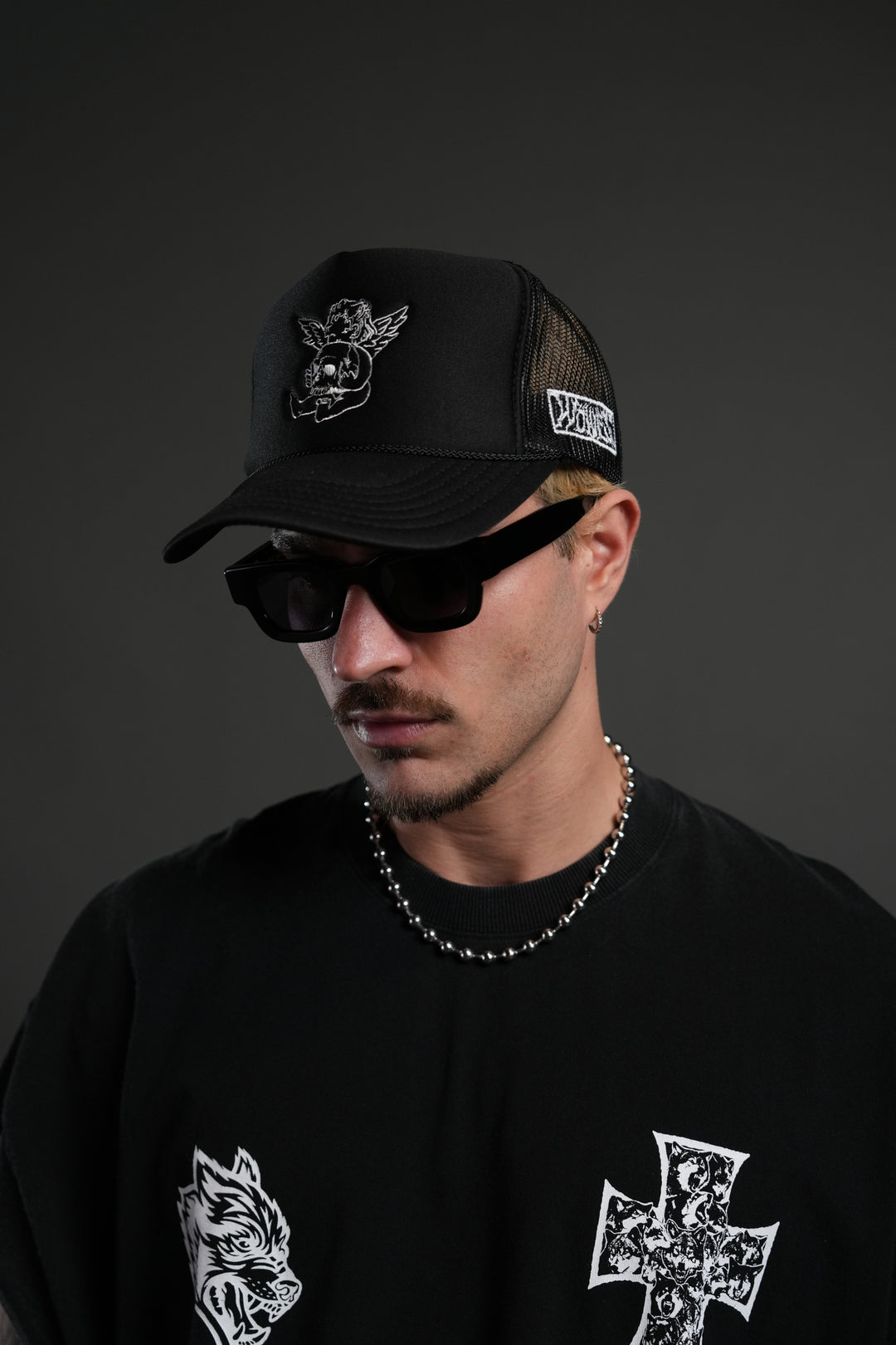 Cherub and the Skull Trucker Hat in Black